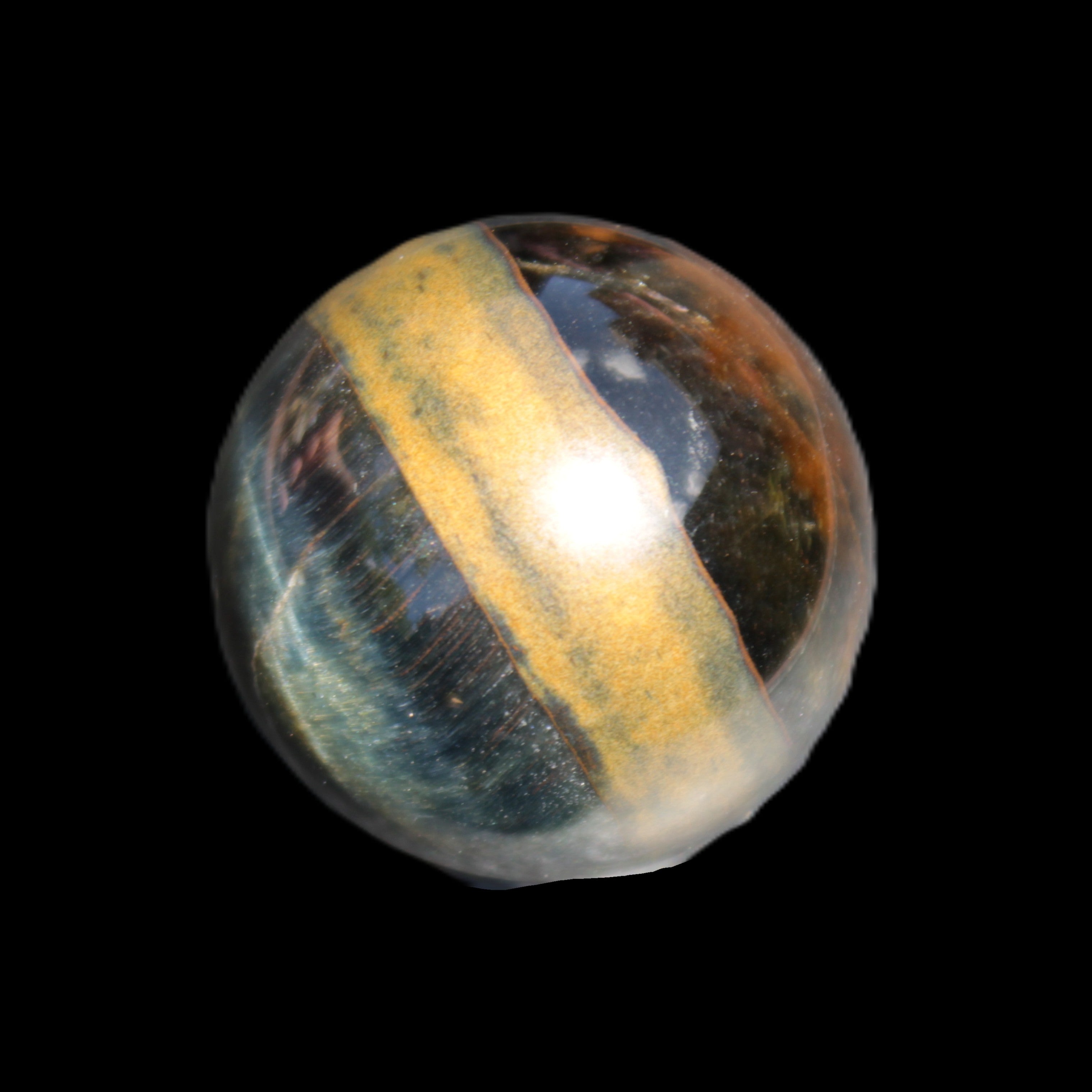 Blue Tigers Eye sphere 32mm 49g in sunlight - Rocks and Things Store
