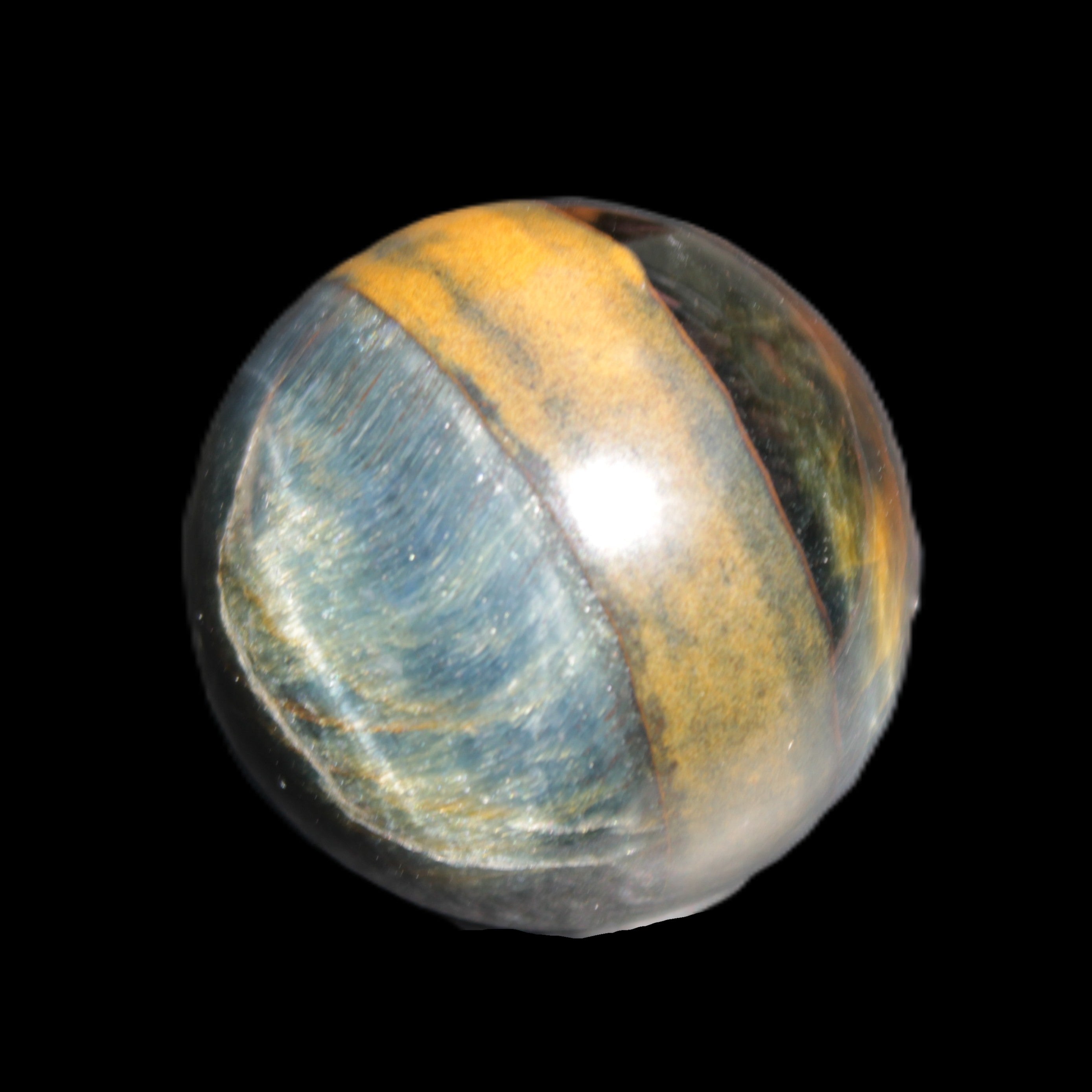 Blue Tigers Eye sphere 32mm 49g in sunlight - Rocks and Things Store