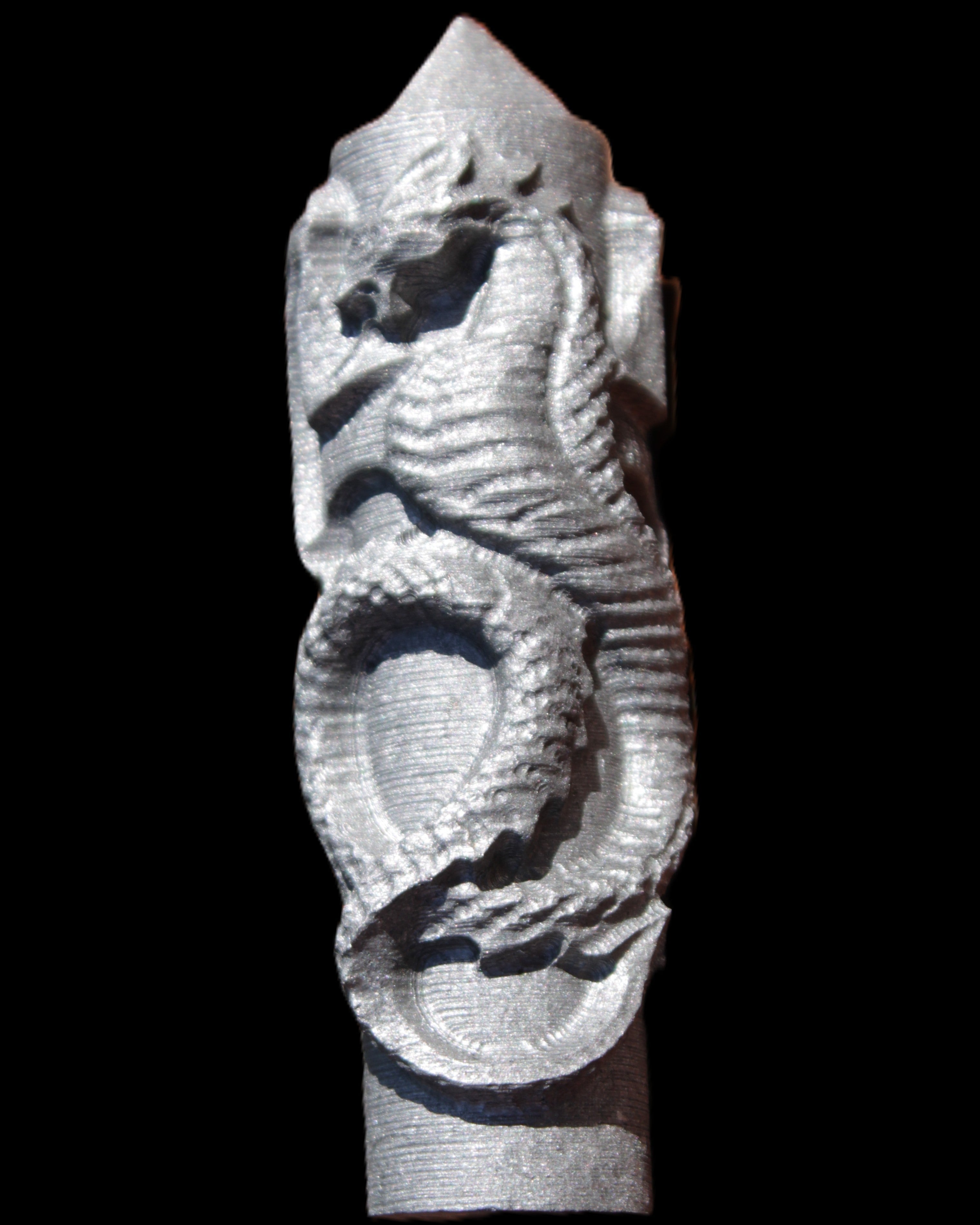 Imitation Shungite hand carved dragon 83g in sunlight - Rocks and Things Store
