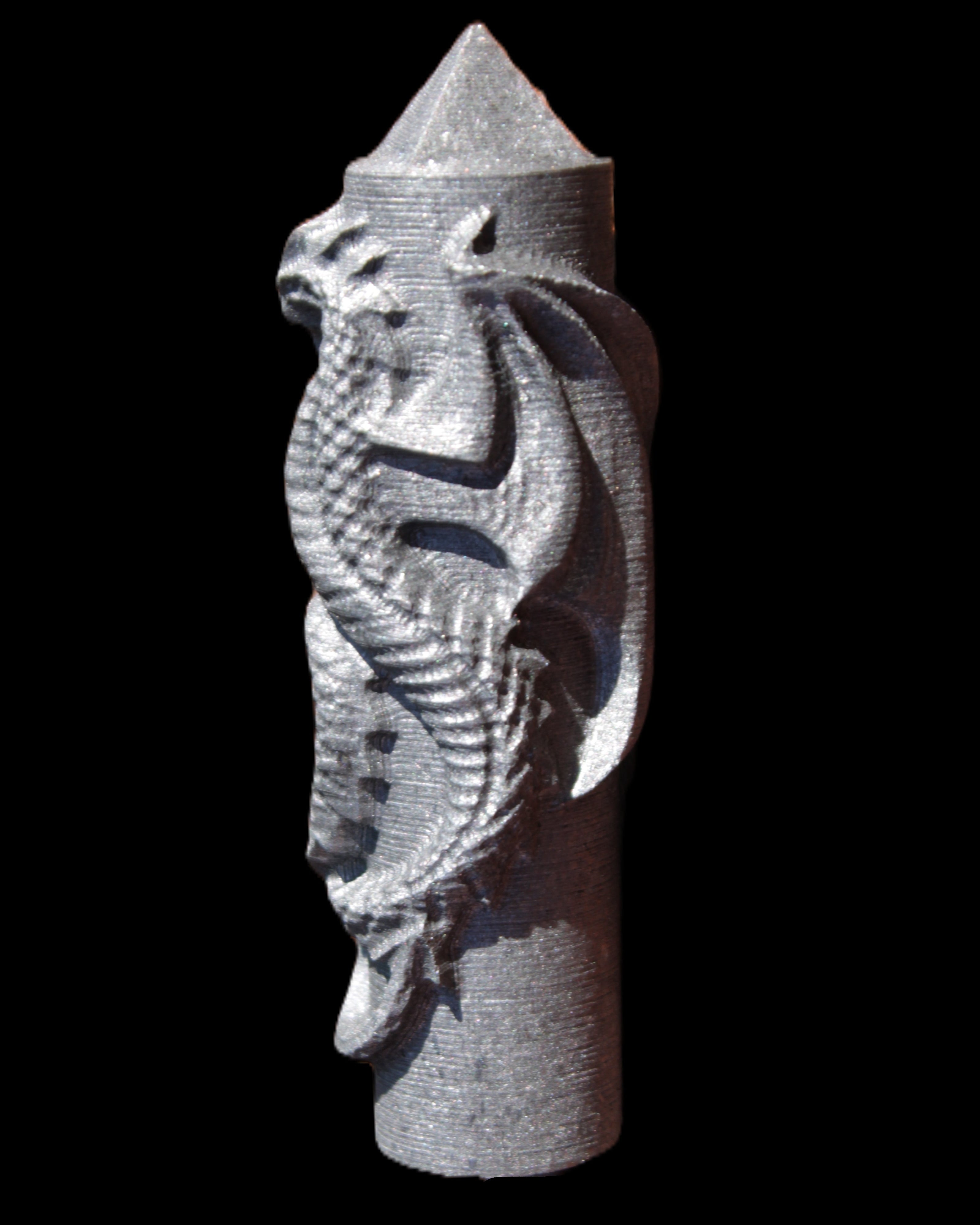 Imitation Shungite hand carved dragon 83g in sunlight - Rocks and Things Store