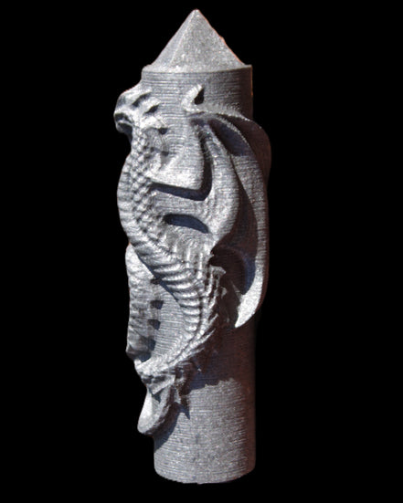 Imitation Shungite hand carved dragon 83g in sunlight - Rocks and Things Store