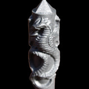 Imitation Shungite hand carved dragon 83g in sunlight - Rocks and Things Store