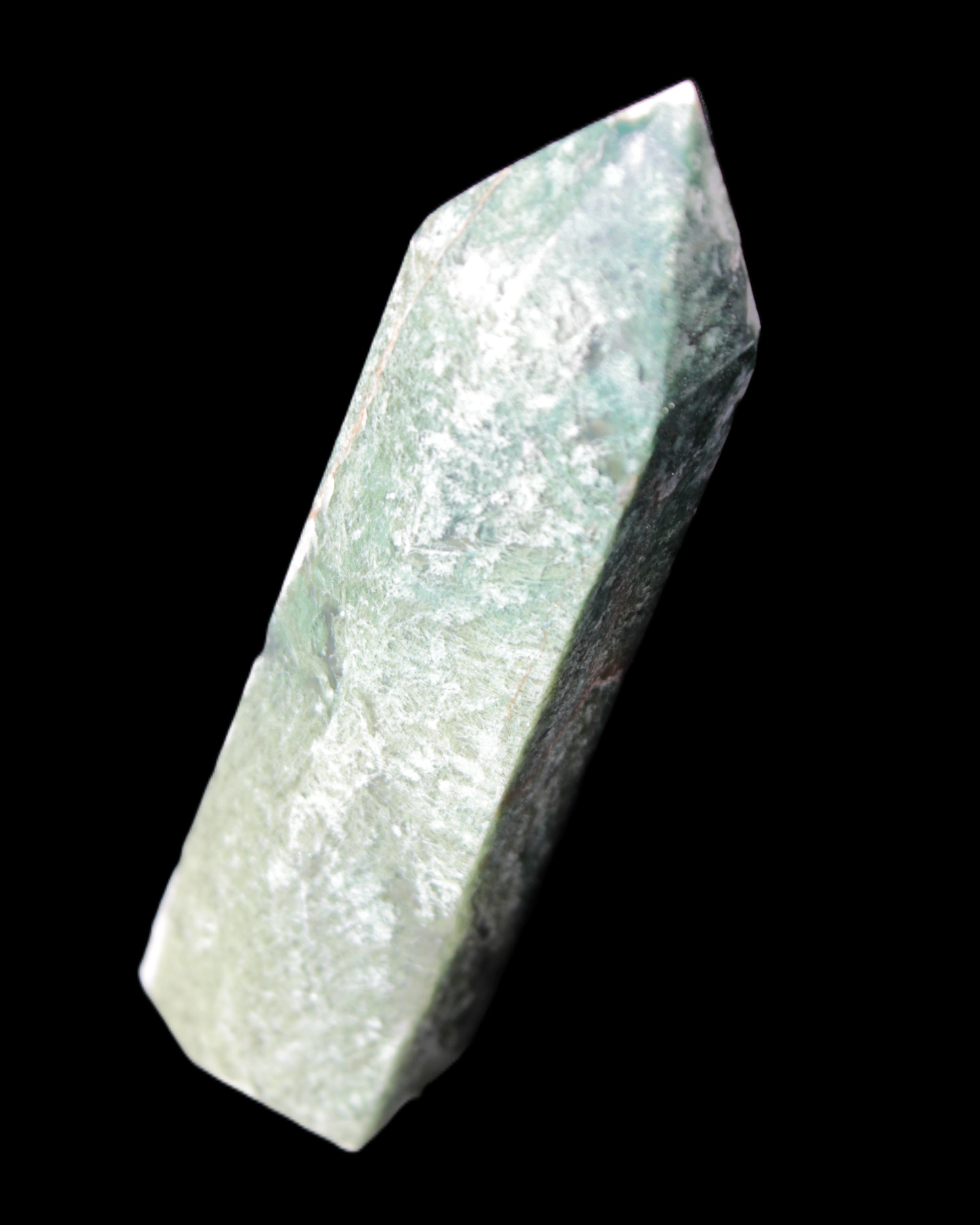 Moss Agate wand 91mm 88g in sunlight - Rocks and Things Store