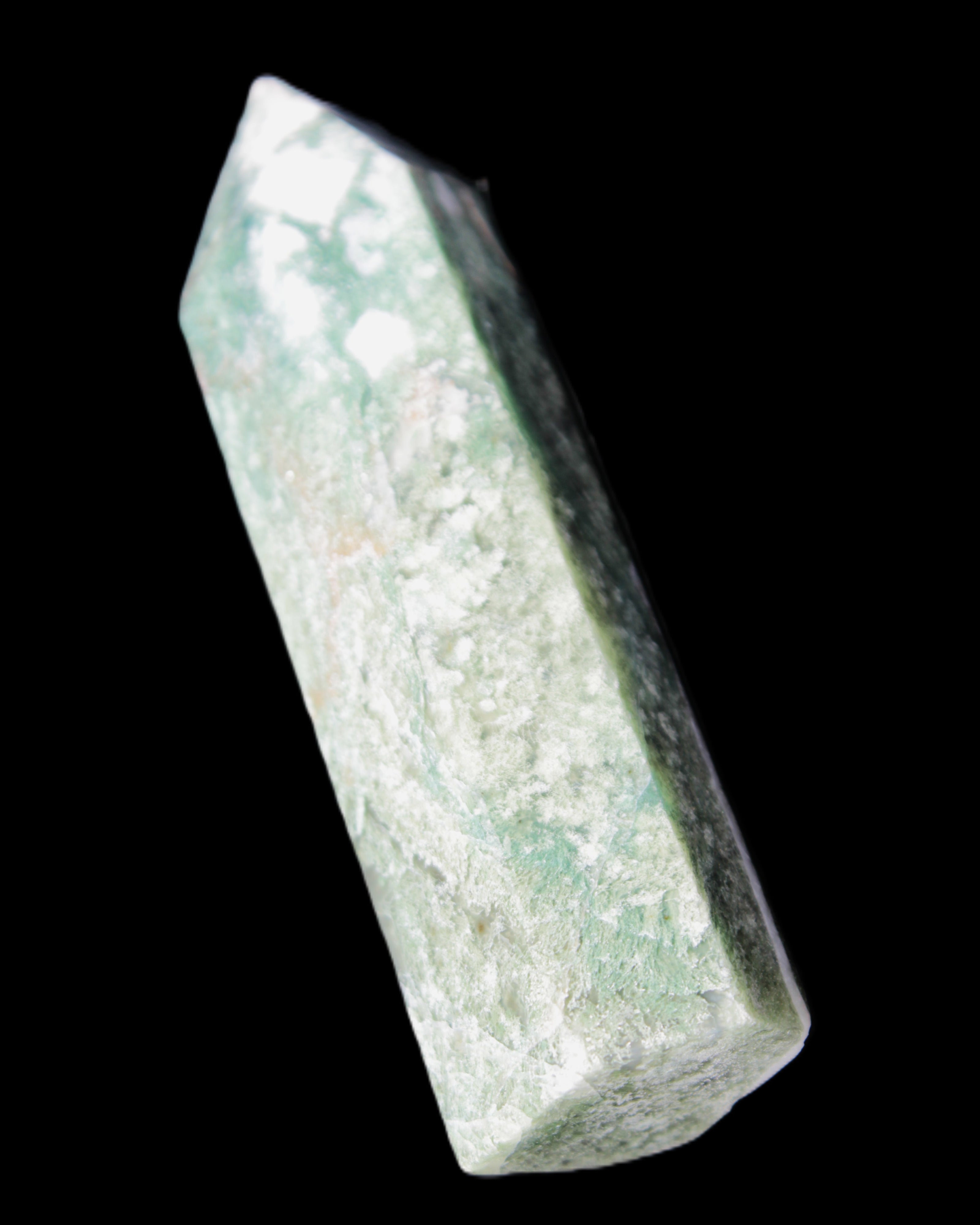 Moss Agate wand 91mm 88g in sunlight - Rocks and Things Store