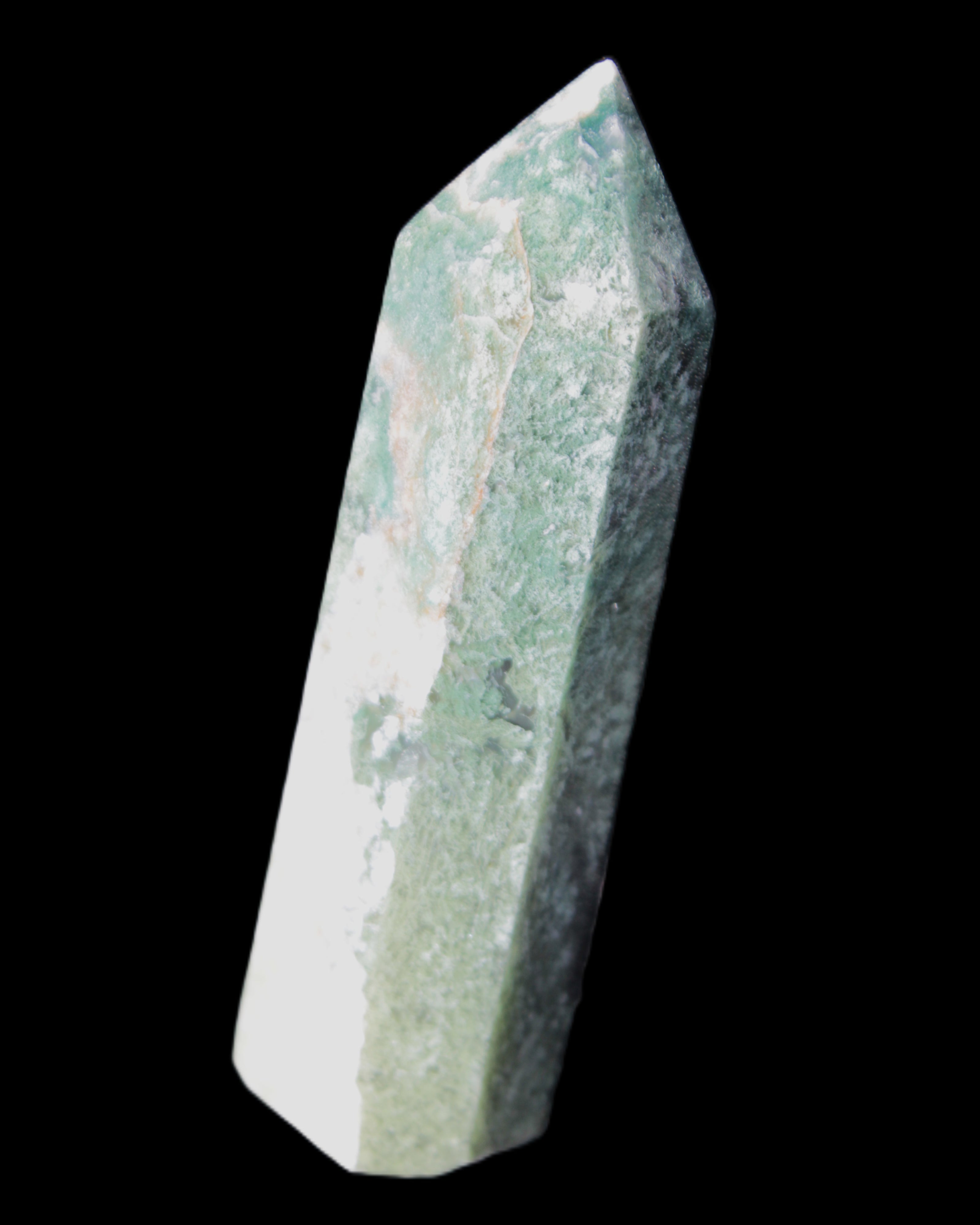 Moss Agate wand 91mm 88g in sunlight - Rocks and Things Store