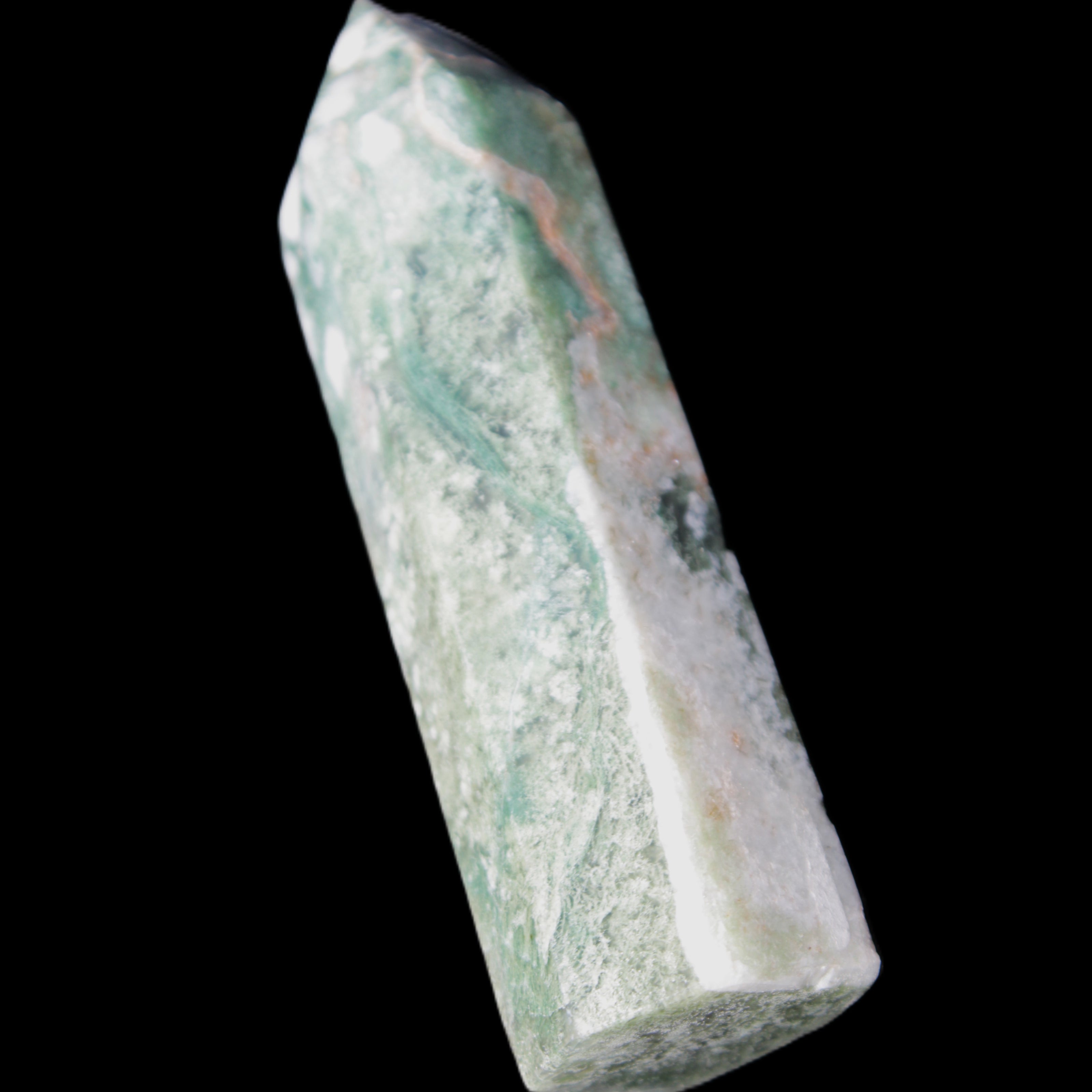 Moss Agate wand 91mm 88g in sunlight - Rocks and Things Store