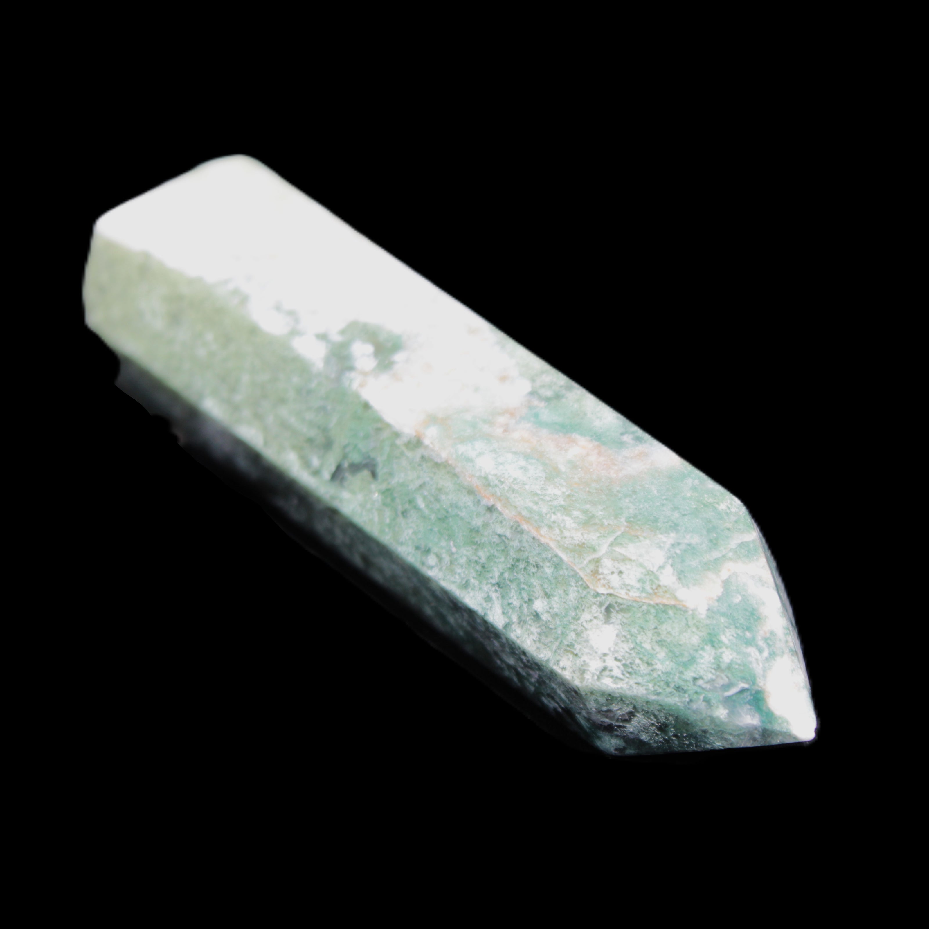 Moss Agate wand 91mm 88g in sunlight - Rocks and Things Store