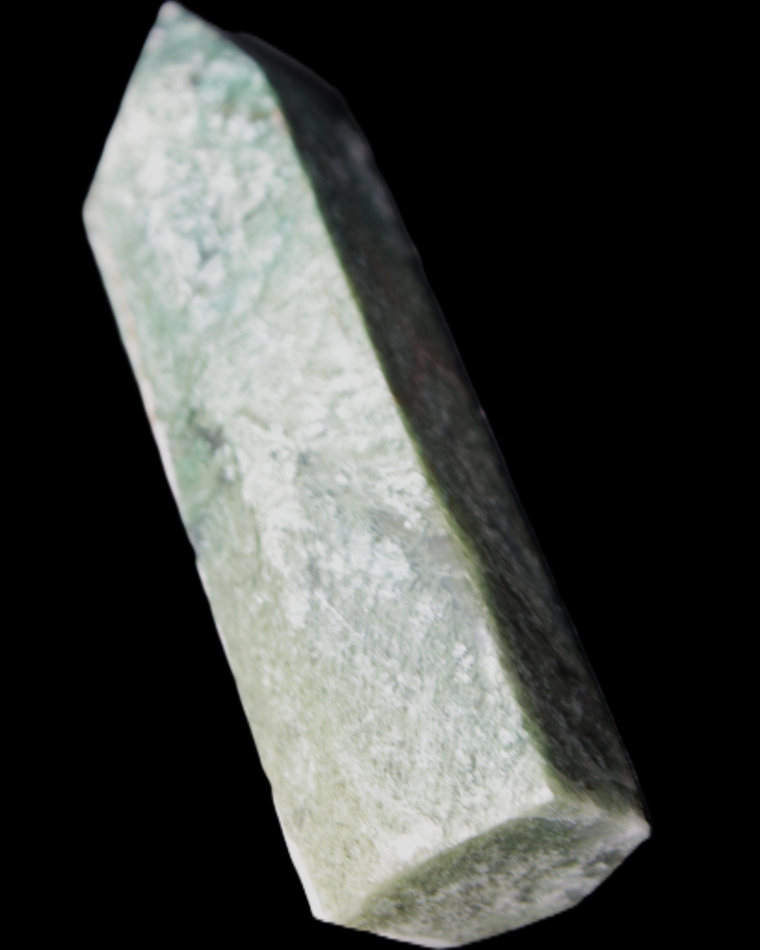 Moss Agate wand 91mm 88g in sunlight - Rocks and Things Store