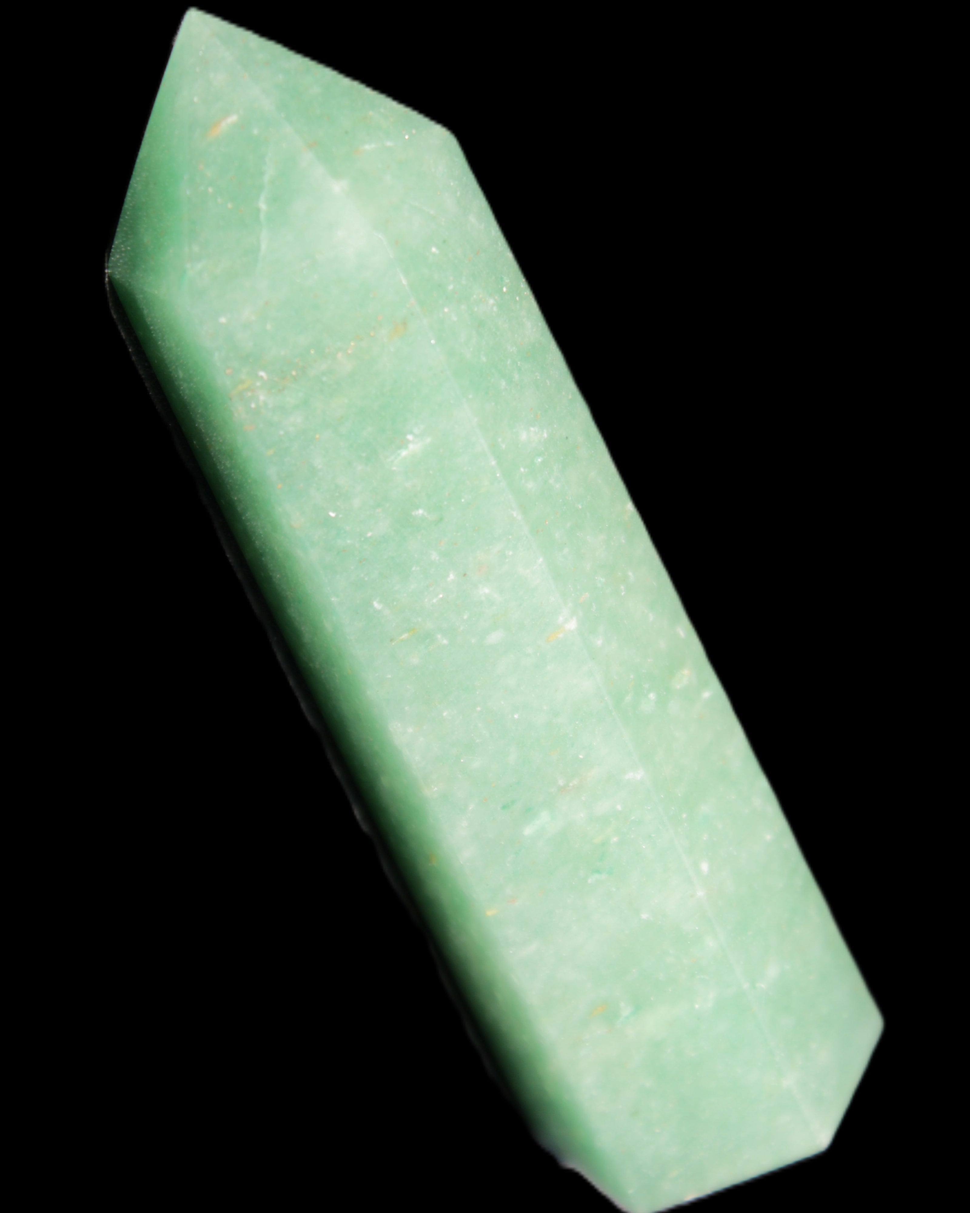 Green Aventurine wand 89mm 93g in sunlight - Rocks and Things Store