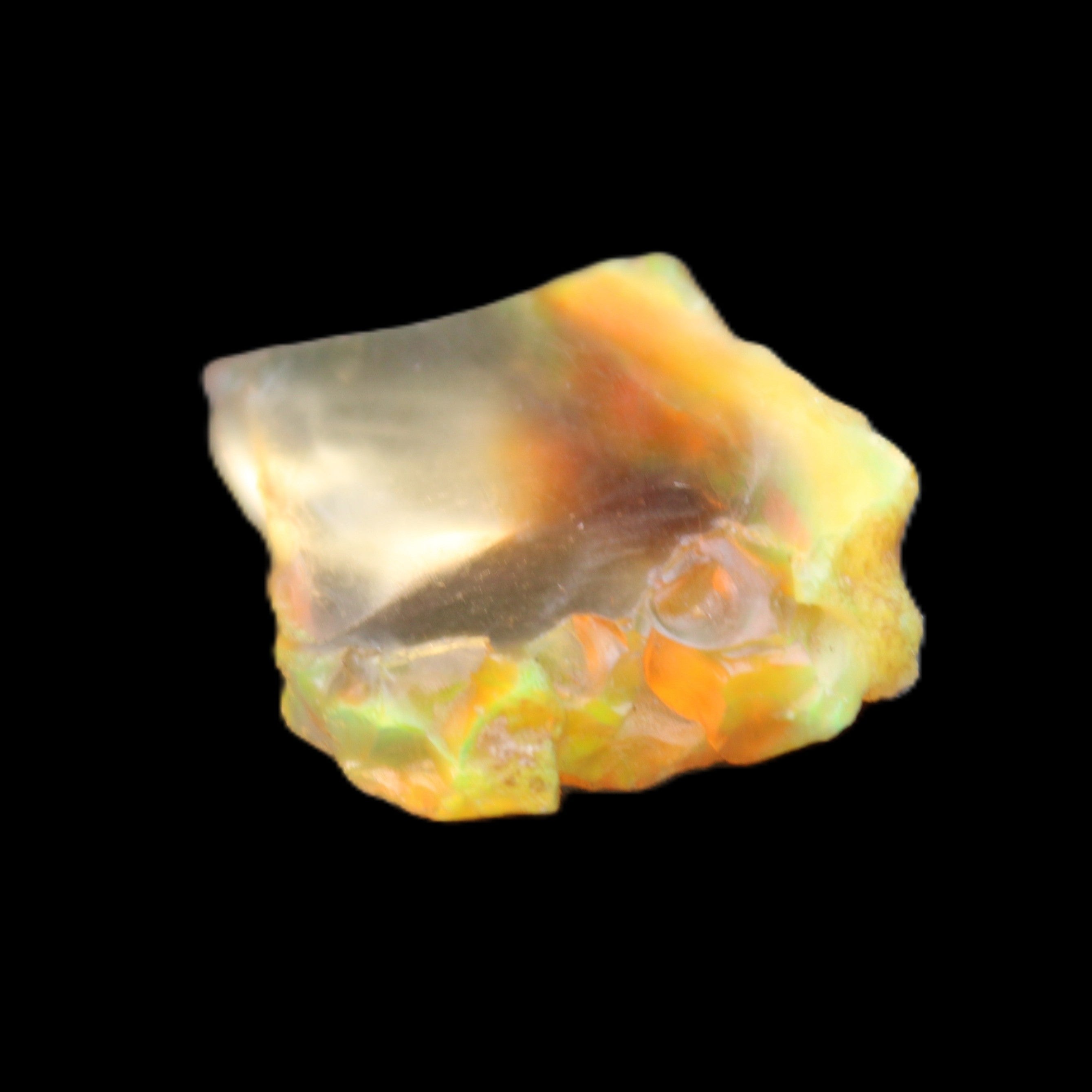 Oil Fire Black Opal from Ethiopia 21mm 14.3ct in sunlight - Rocks and Things Store