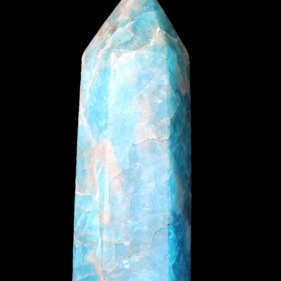 Blue Apatite wand 69mm 72g in sunlight - Rocks and Things Store