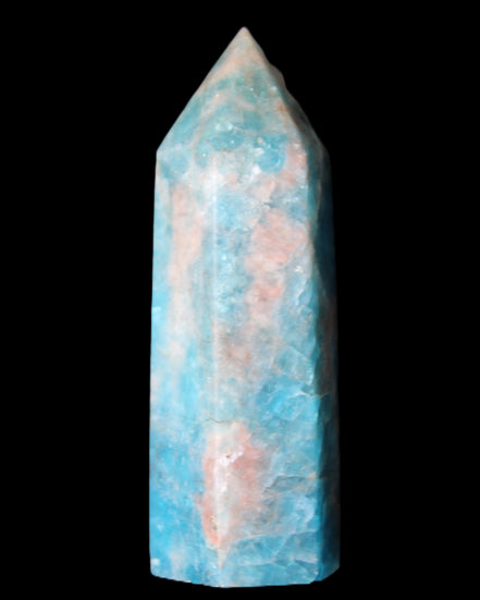 Blue Apatite wand 69mm 72g in sunlight - Rocks and Things Store