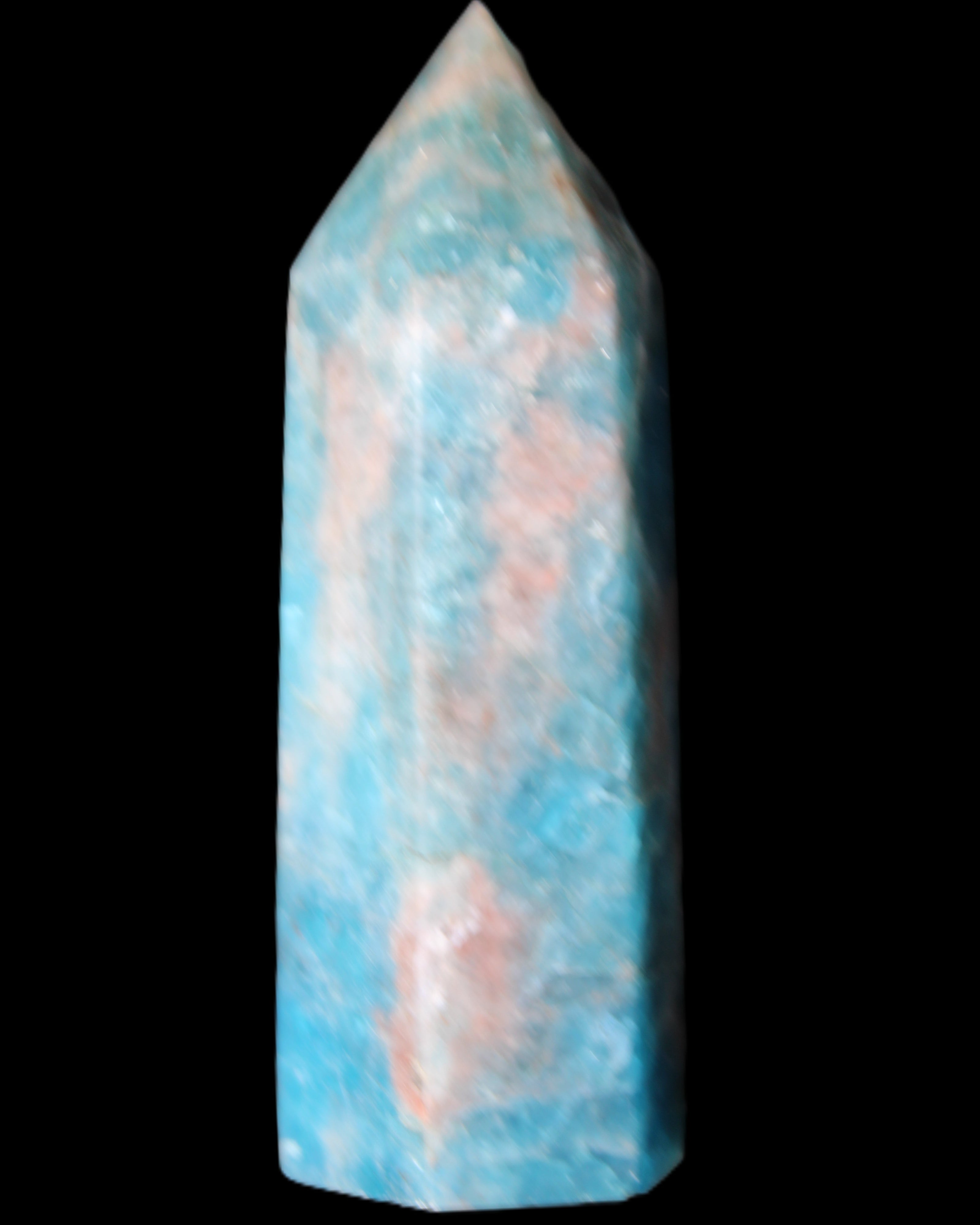 Blue Apatite wand 69mm 72g in sunlight - Rocks and Things Store