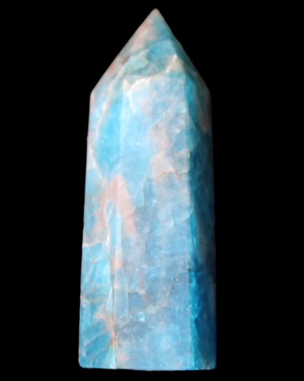 Blue Apatite wand 69mm 72g in sunlight - Rocks and Things Store