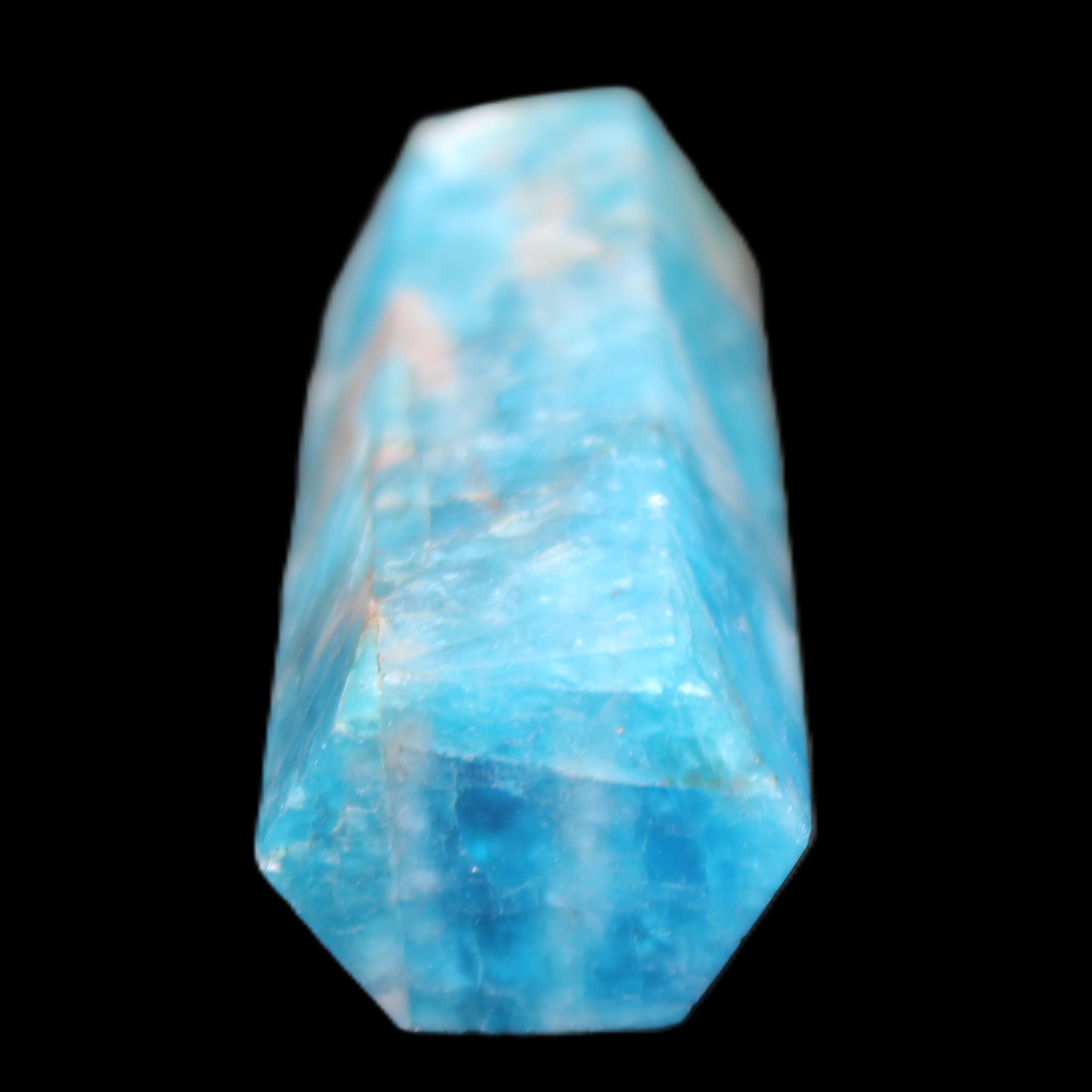 Blue Apatite wand 69mm 72g in sunlight - Rocks and Things Store