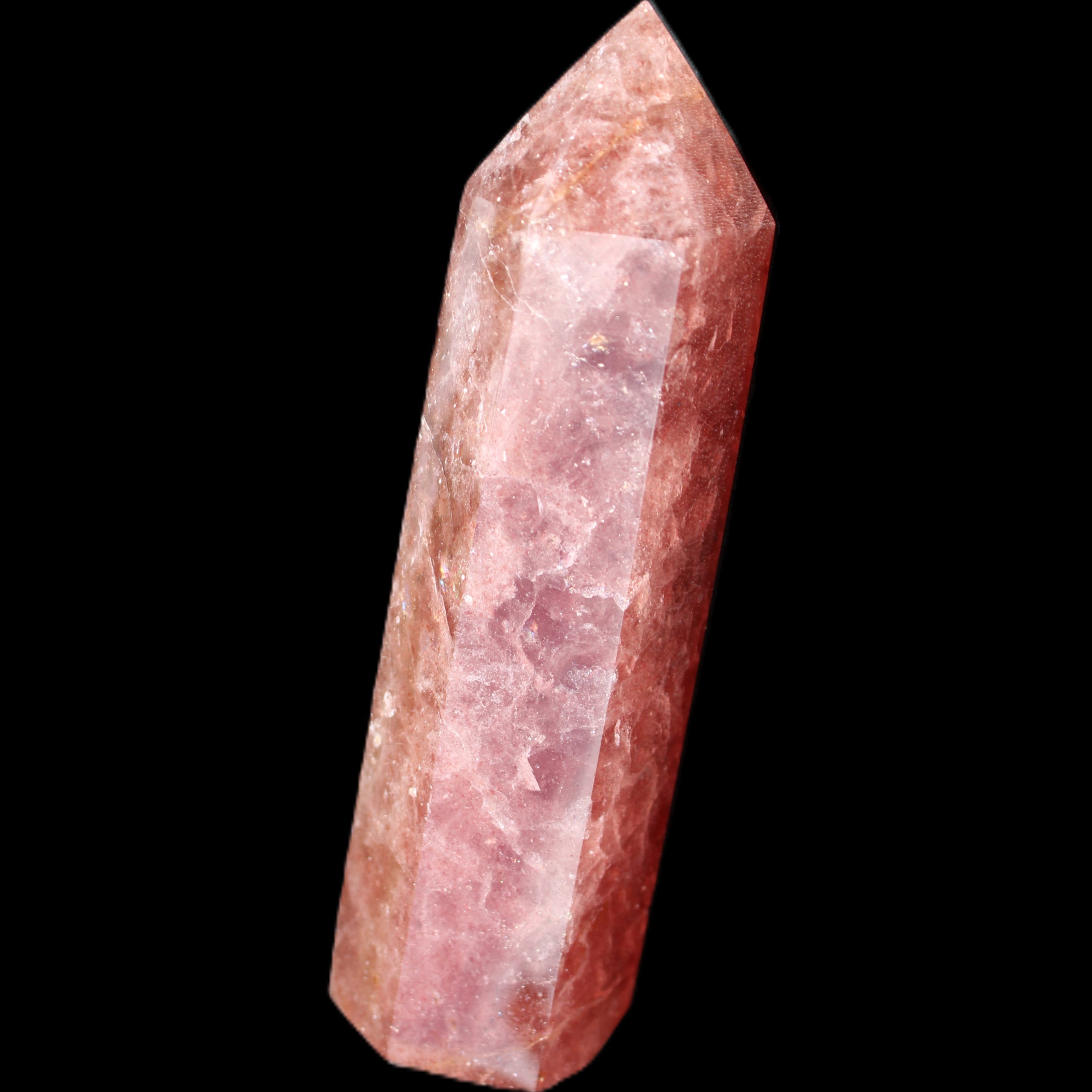 Strawberry Arusha Quartz wand 86mm 78g in sunlight - Rocks and Things Store