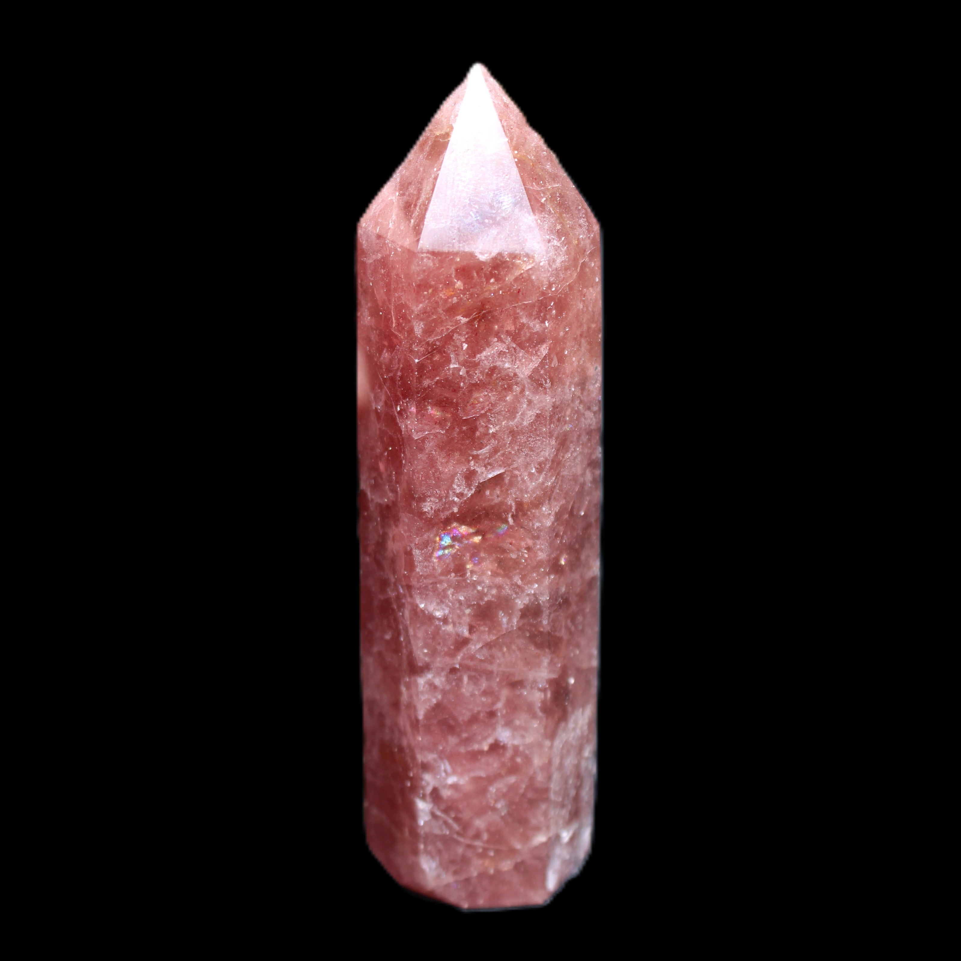 Strawberry Arusha Quartz wand 86mm 78g in sunlight - Rocks and Things Store