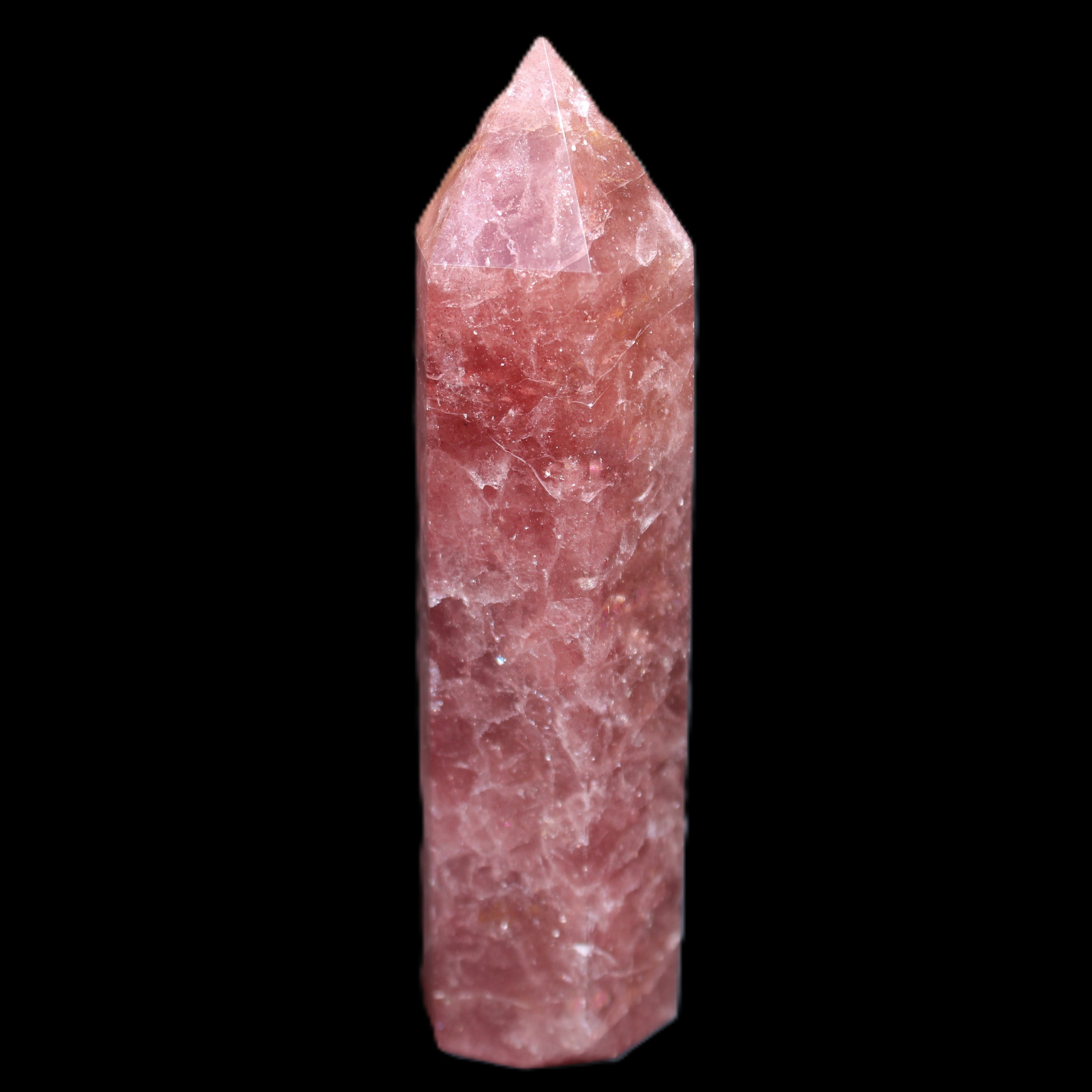 Strawberry Arusha Quartz wand 86mm 78g in sunlight - Rocks and Things Store