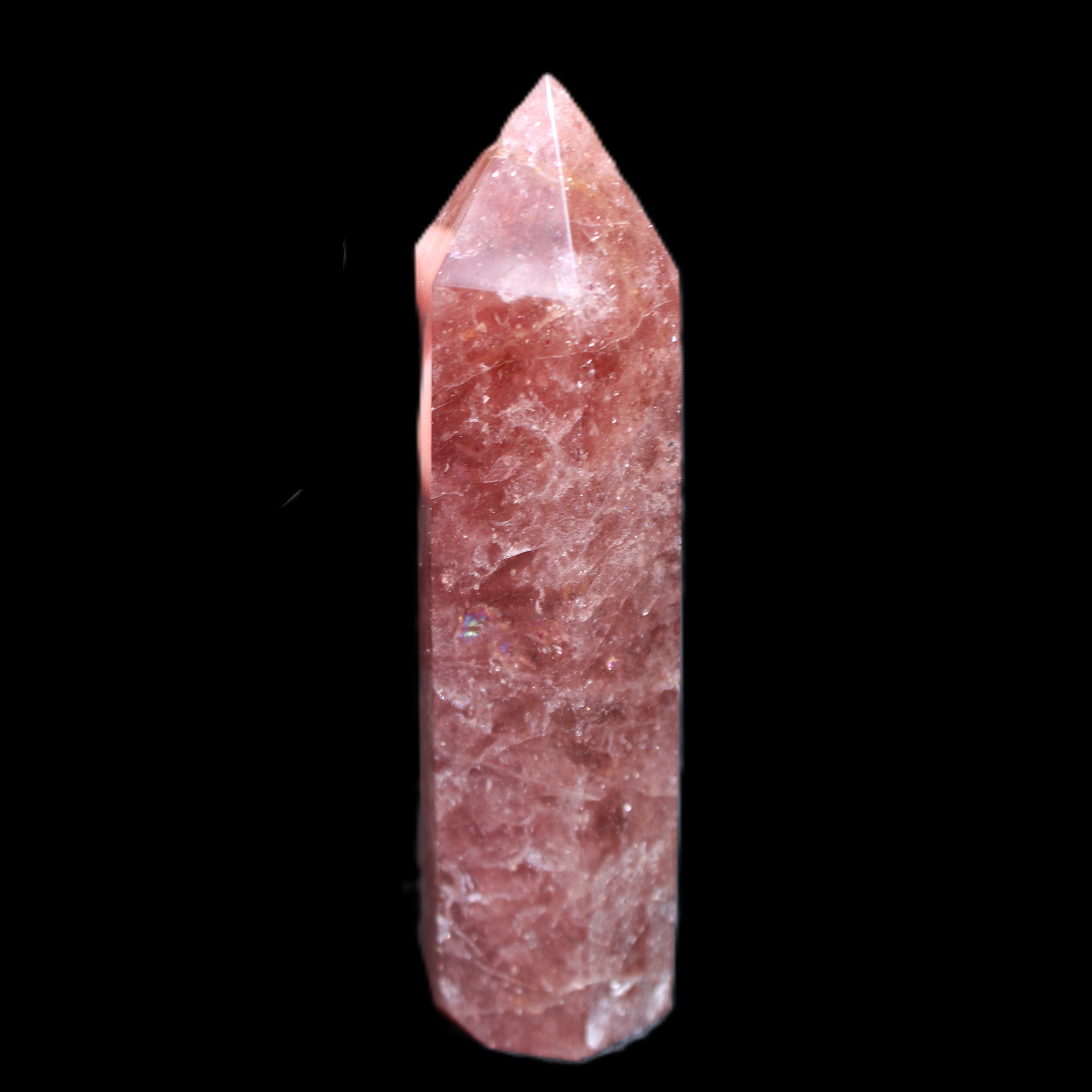 Strawberry Arusha Quartz wand 86mm 78g in sunlight - Rocks and Things Store