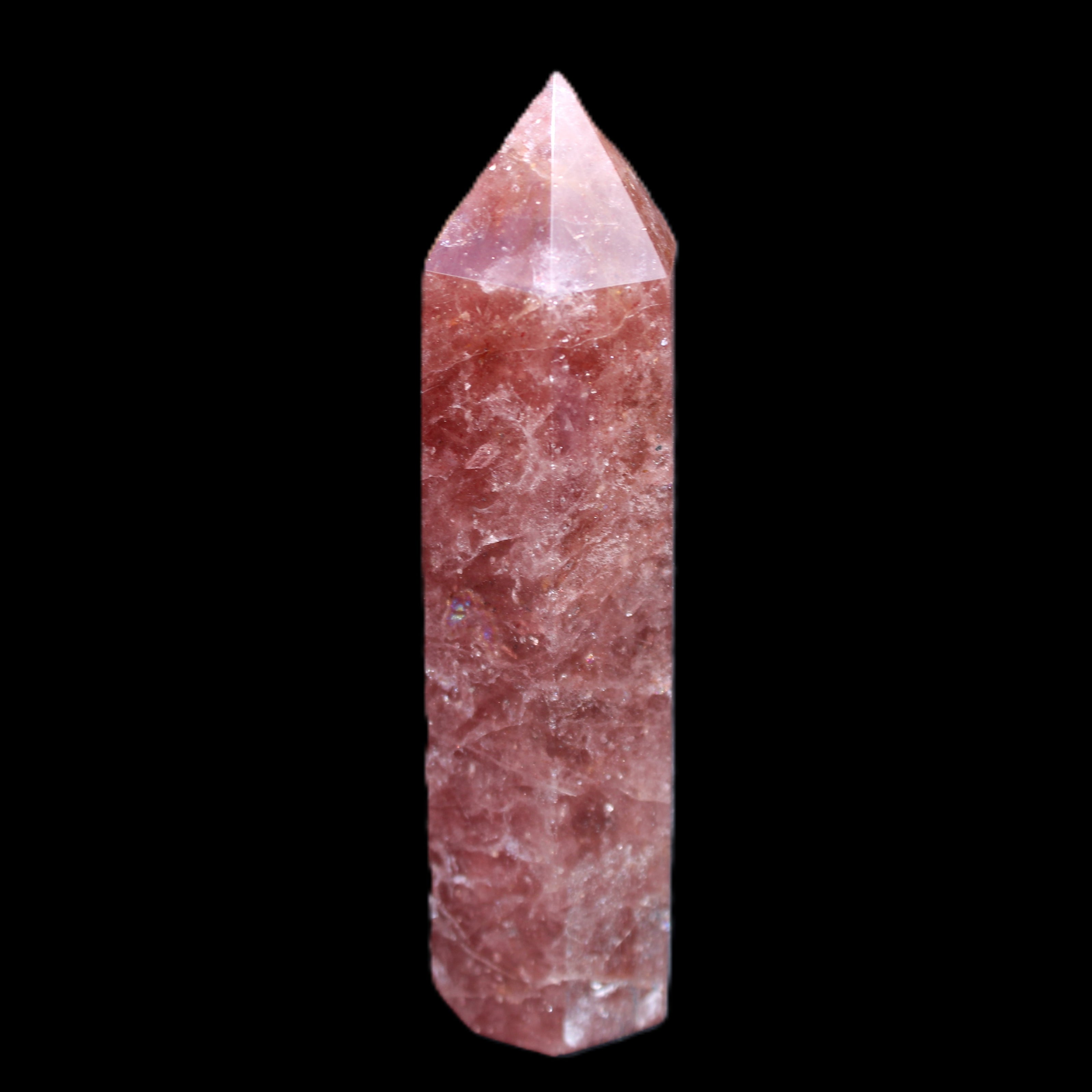 Strawberry Arusha Quartz wand 86mm 78g in sunlight - Rocks and Things Store