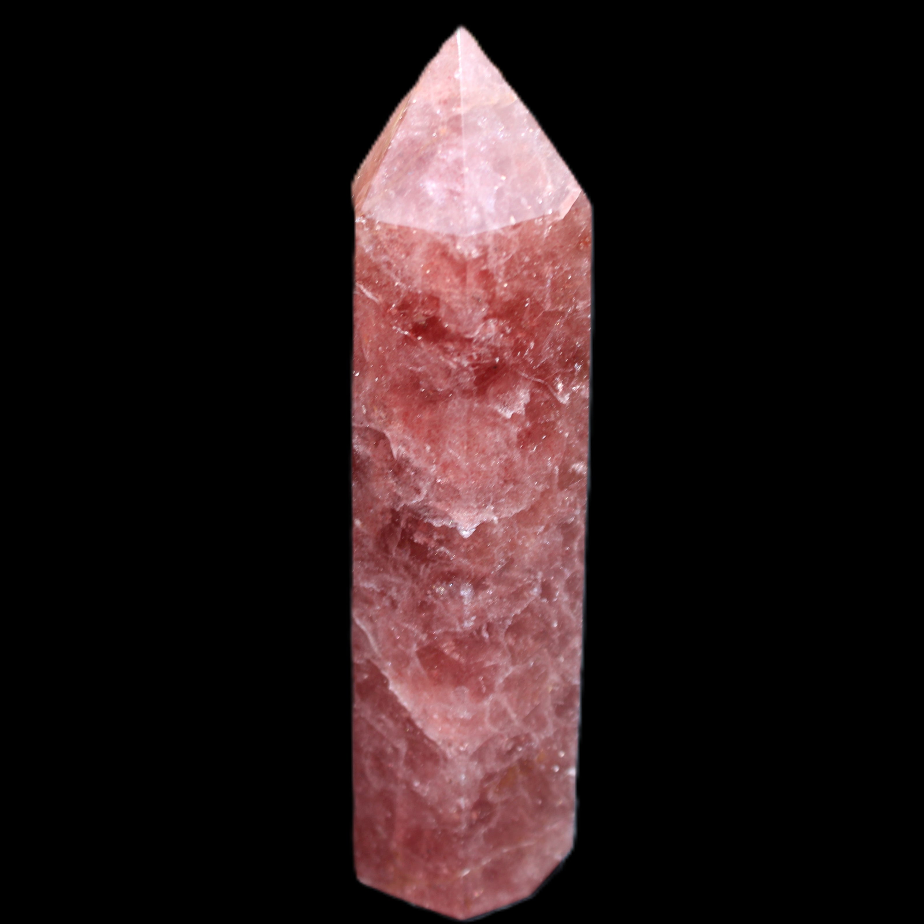 Strawberry Arusha Quartz wand 86mm 78g in sunlight - Rocks and Things Store
