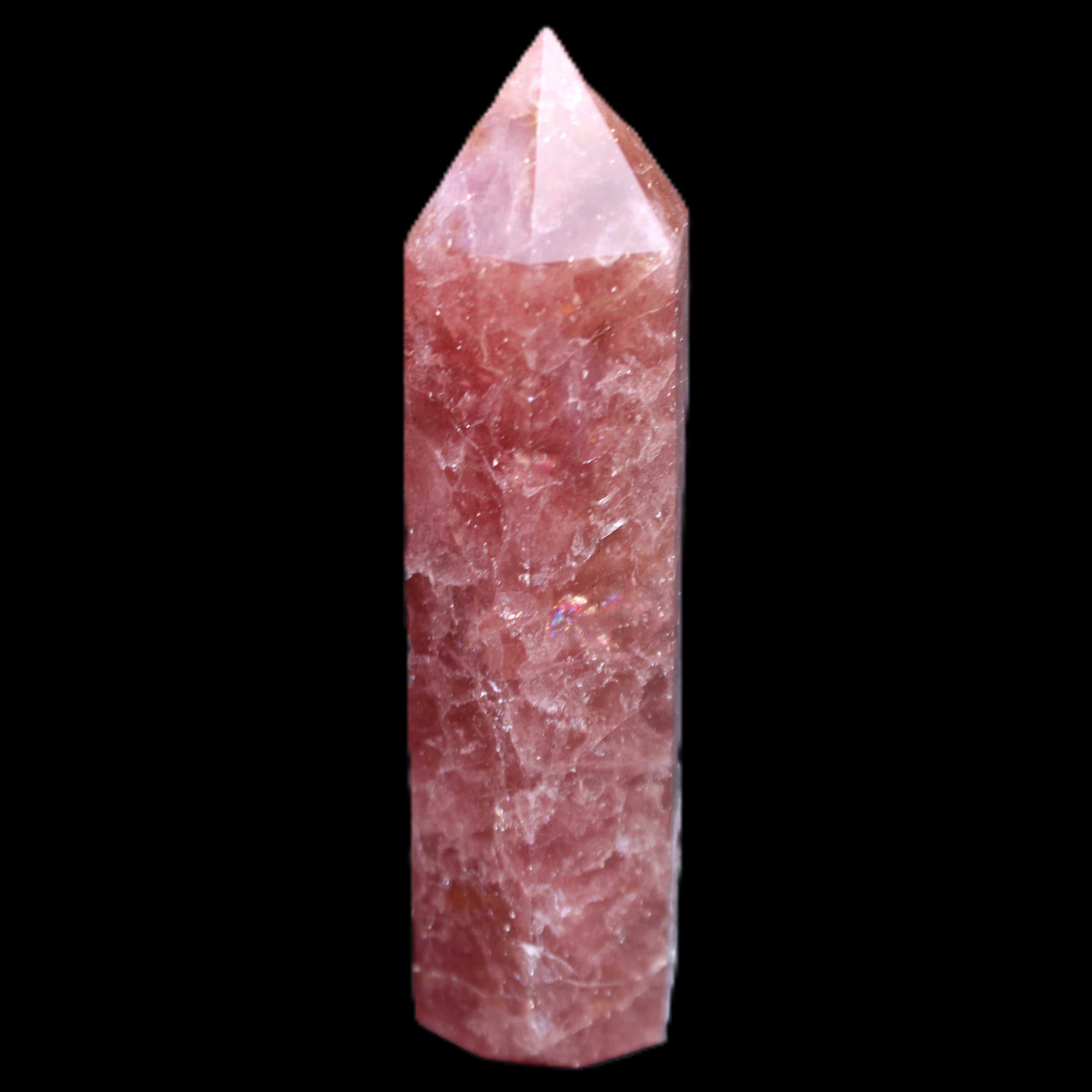 Strawberry Arusha Quartz wand 86mm 78g in sunlight - Rocks and Things Store