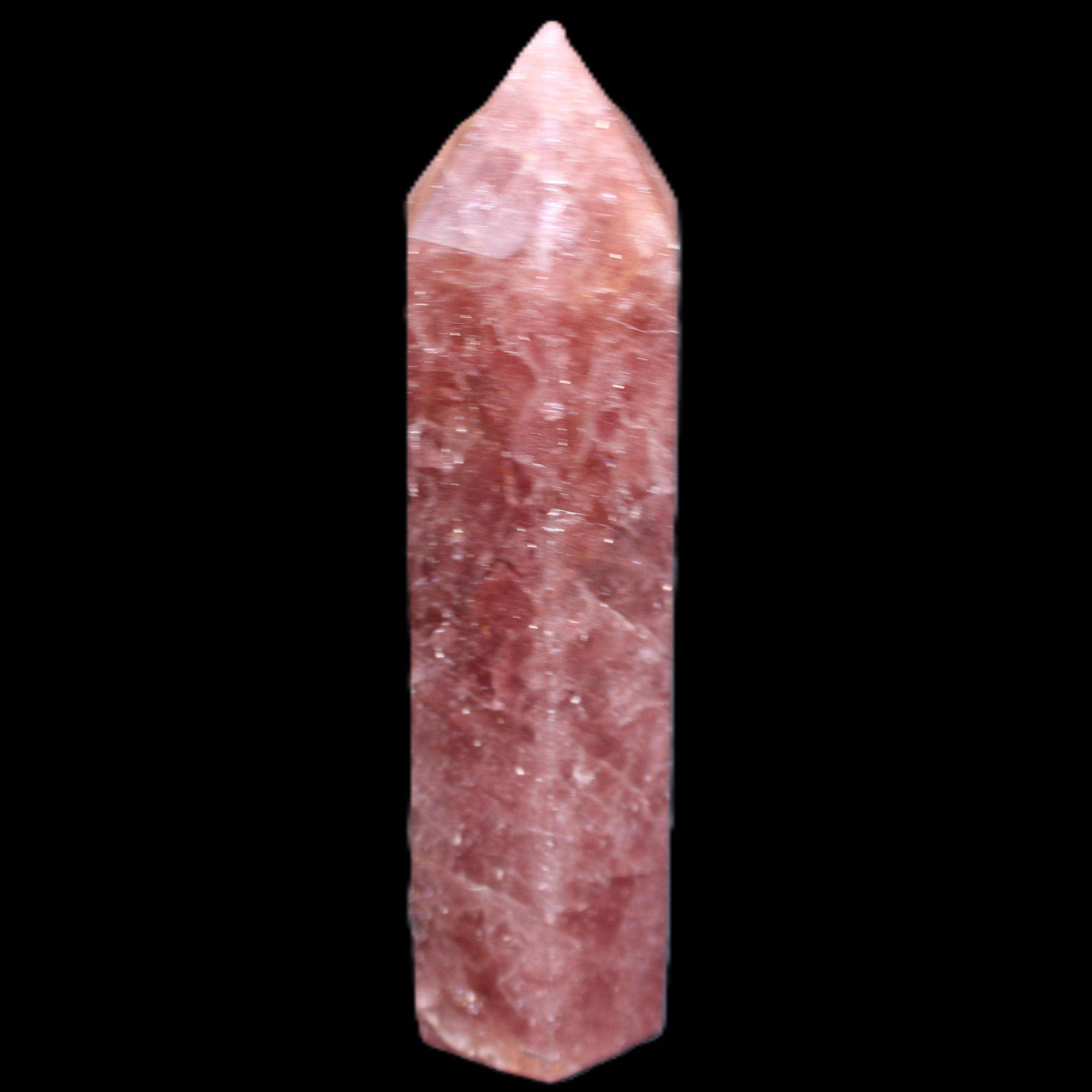 Strawberry Arusha Quartz wand 86mm 78g in sunlight - Rocks and Things Store