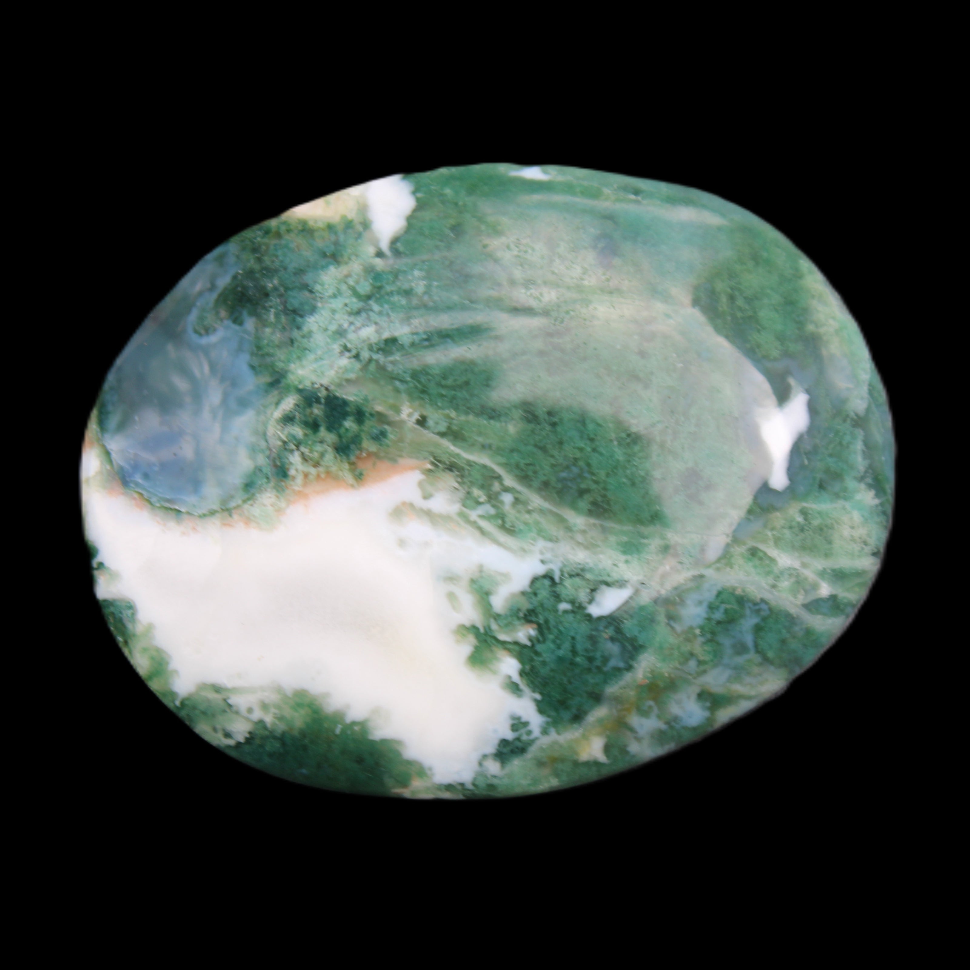Moss Agate stone 49*59*23mm 104g in sunlight - Rocks and Things Store