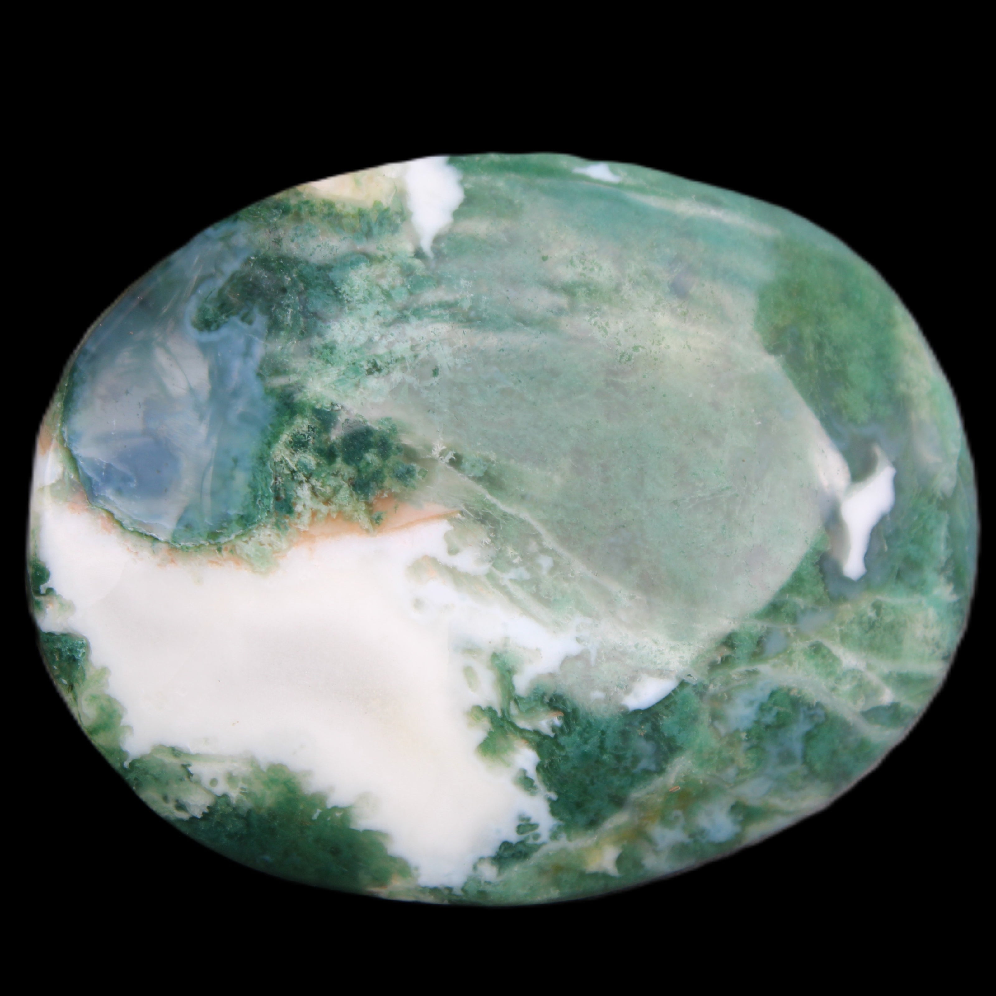 Moss Agate stone 49*59*23mm 104g in sunlight - Rocks and Things Store