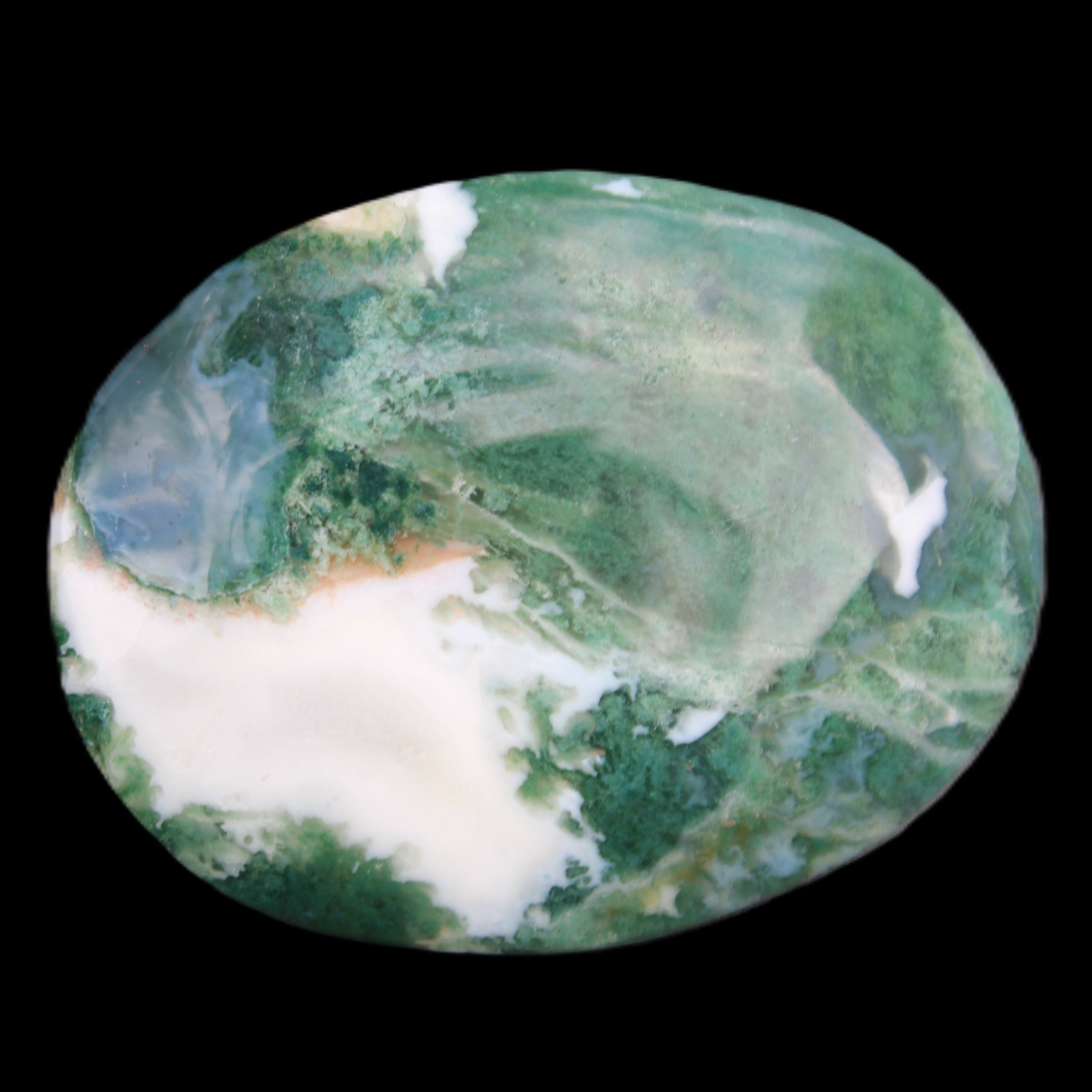 Moss Agate stone 49*59*23mm 104g in sunlight - Rocks and Things Store