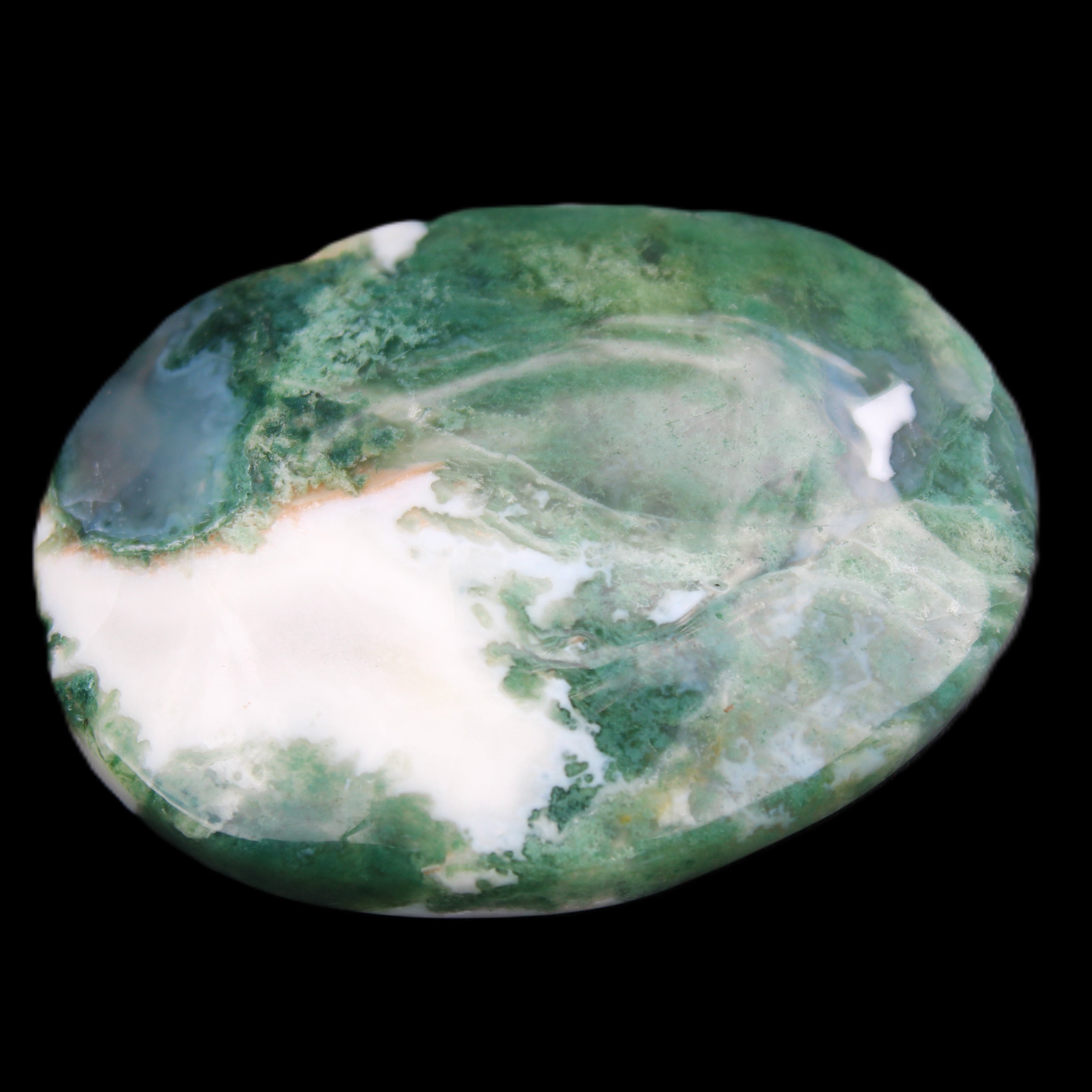 Moss Agate stone 49*59*23mm 104g in sunlight - Rocks and Things Store