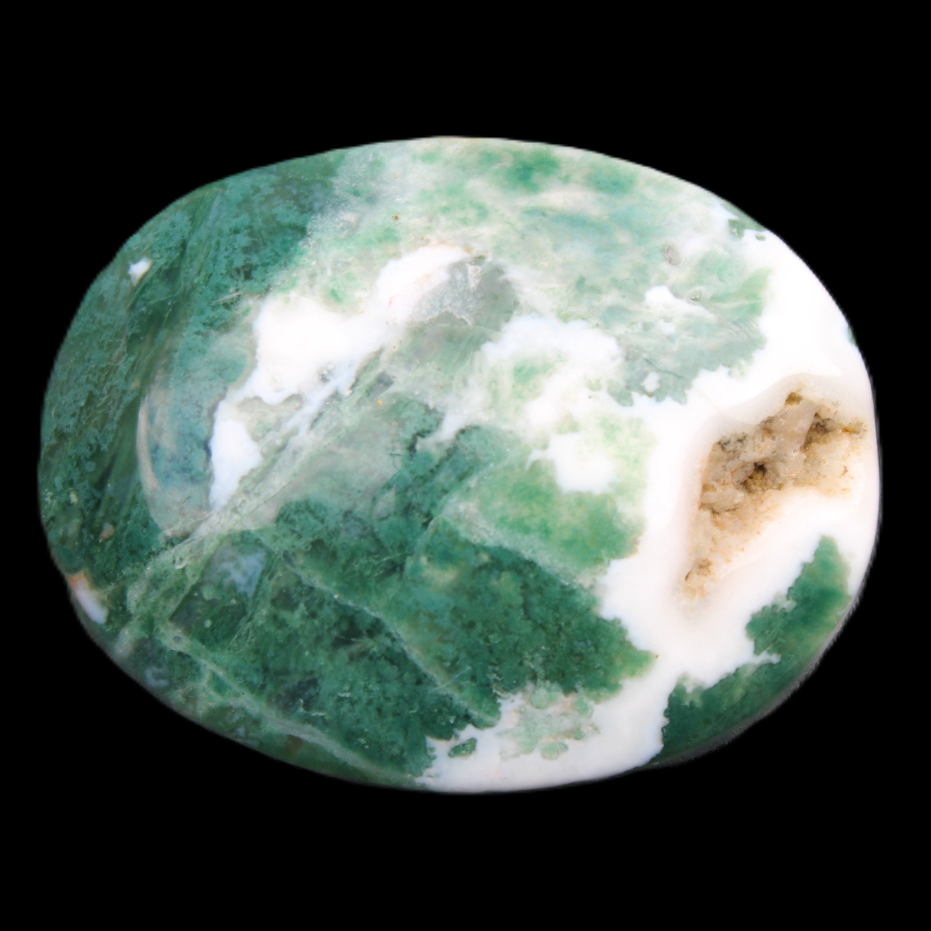 Moss Agate stone 49*59*23mm 104g in sunlight - Rocks and Things Store