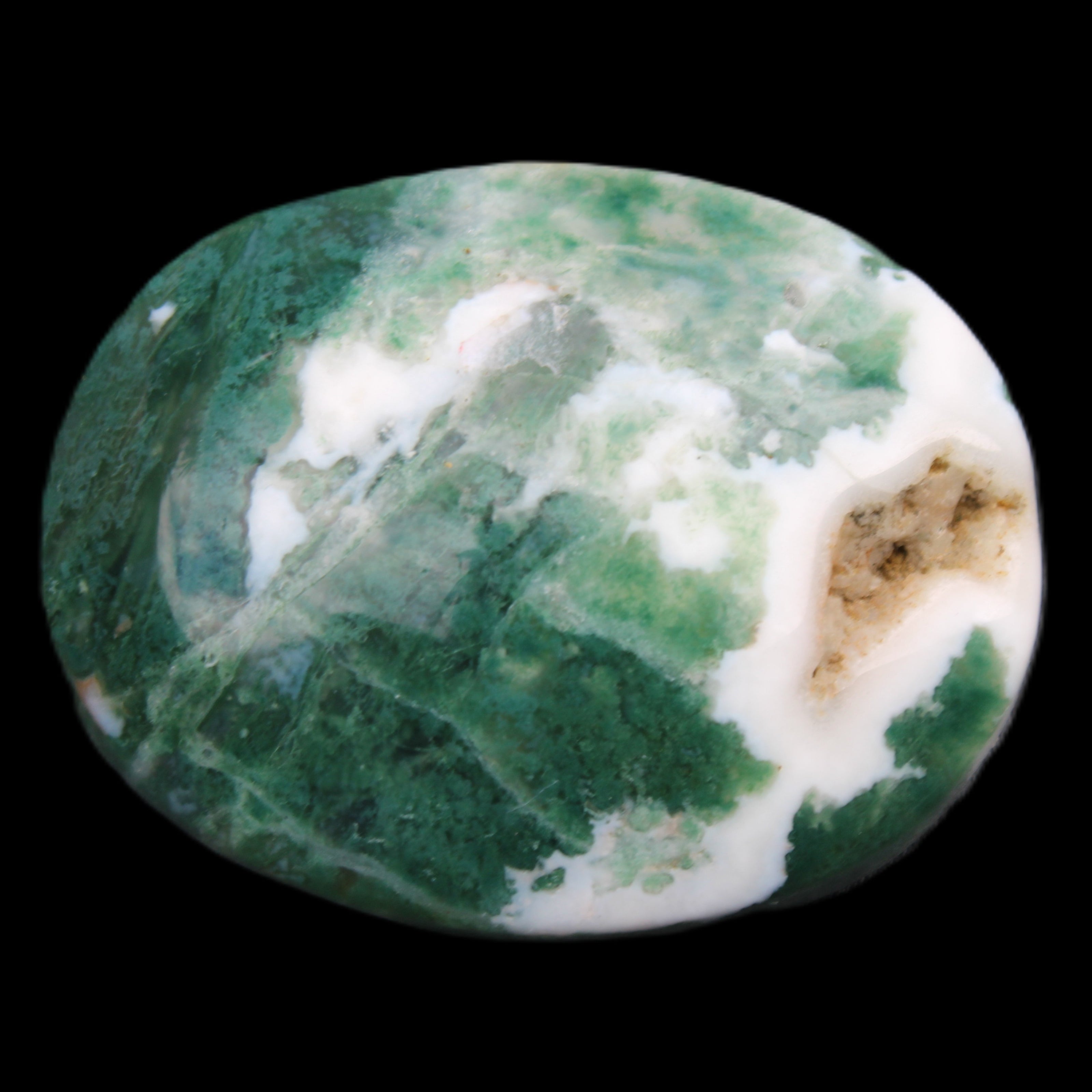 Moss Agate stone 49*59*23mm 104g in sunlight - Rocks and Things Store