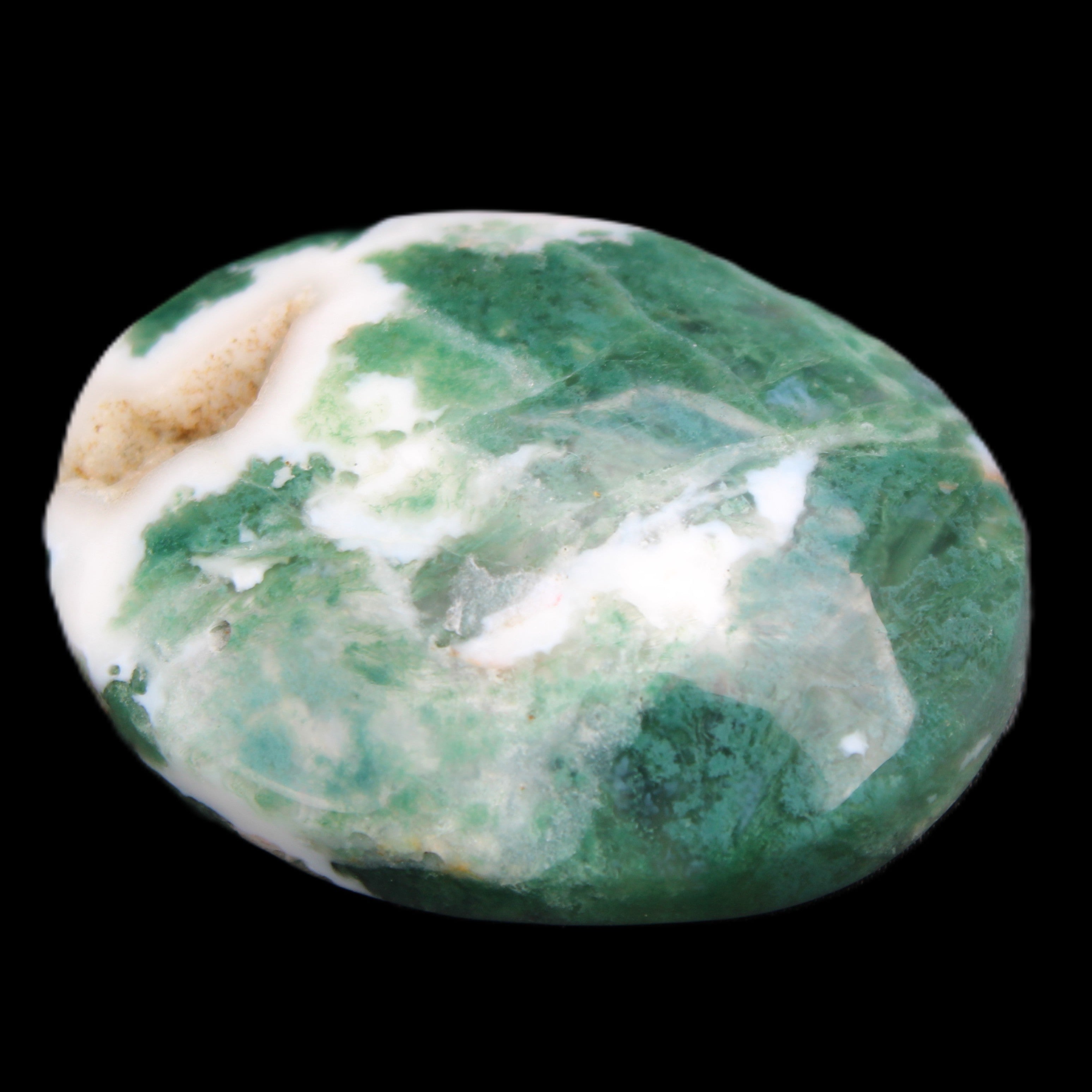 Moss Agate stone 49*59*23mm 104g in sunlight - Rocks and Things Store