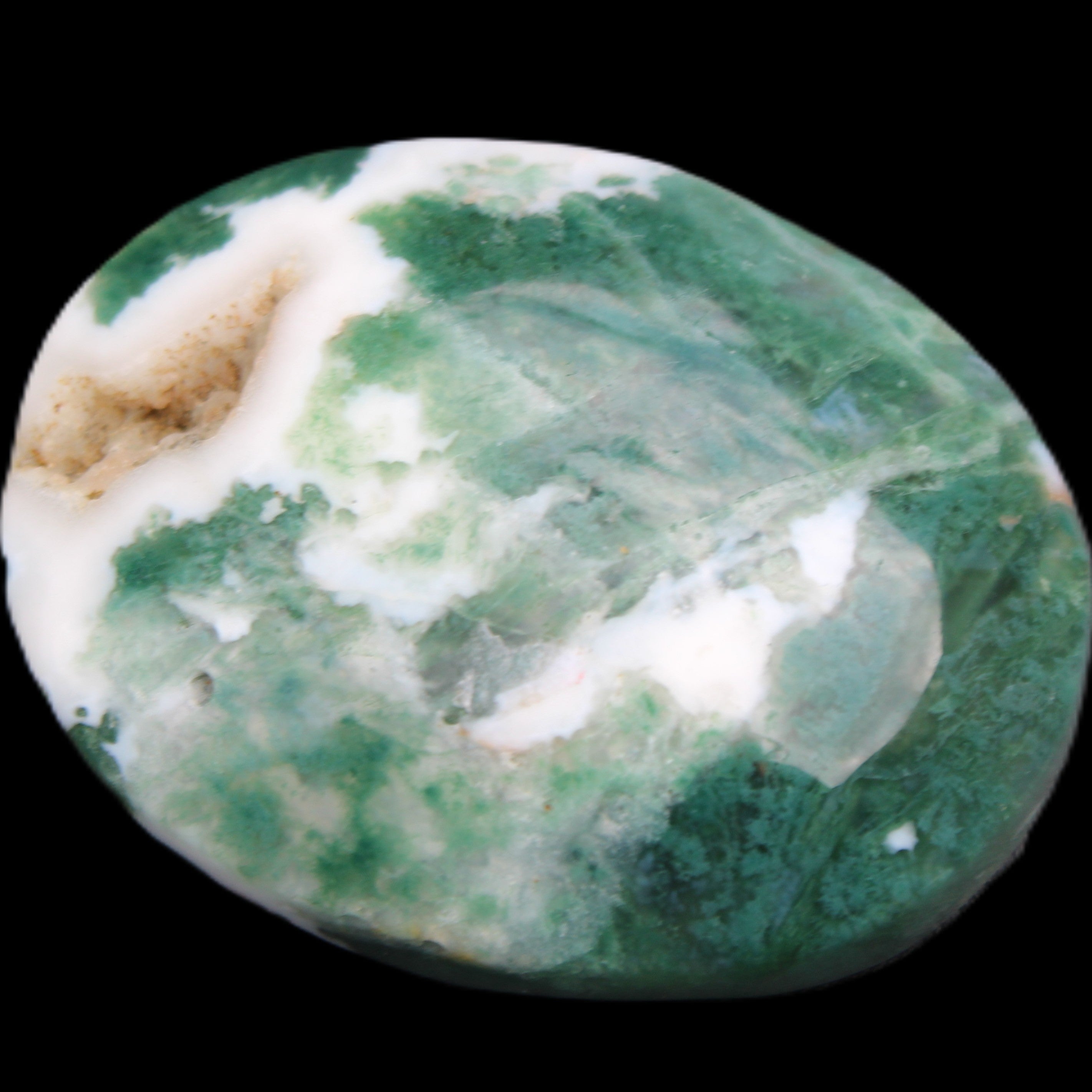 Moss Agate stone 49*59*23mm 104g in sunlight - Rocks and Things Store