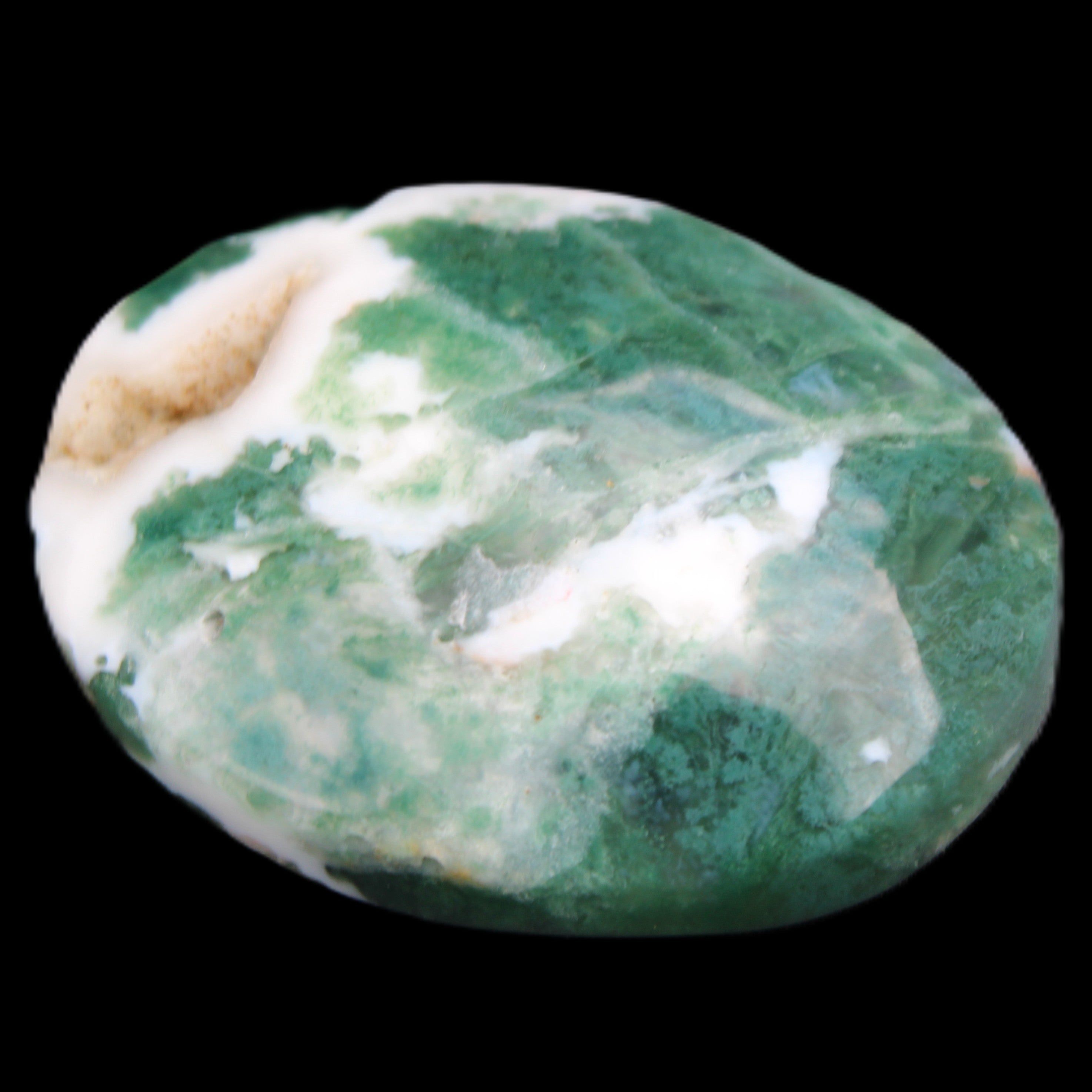 Moss Agate stone 49*59*23mm 104g in sunlight - Rocks and Things Store