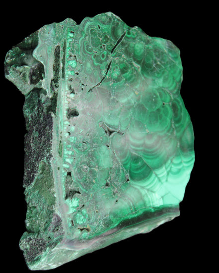 Glossy Malachite specimen 106*74*12mm 298g in sunlight - Rocks and Things Store