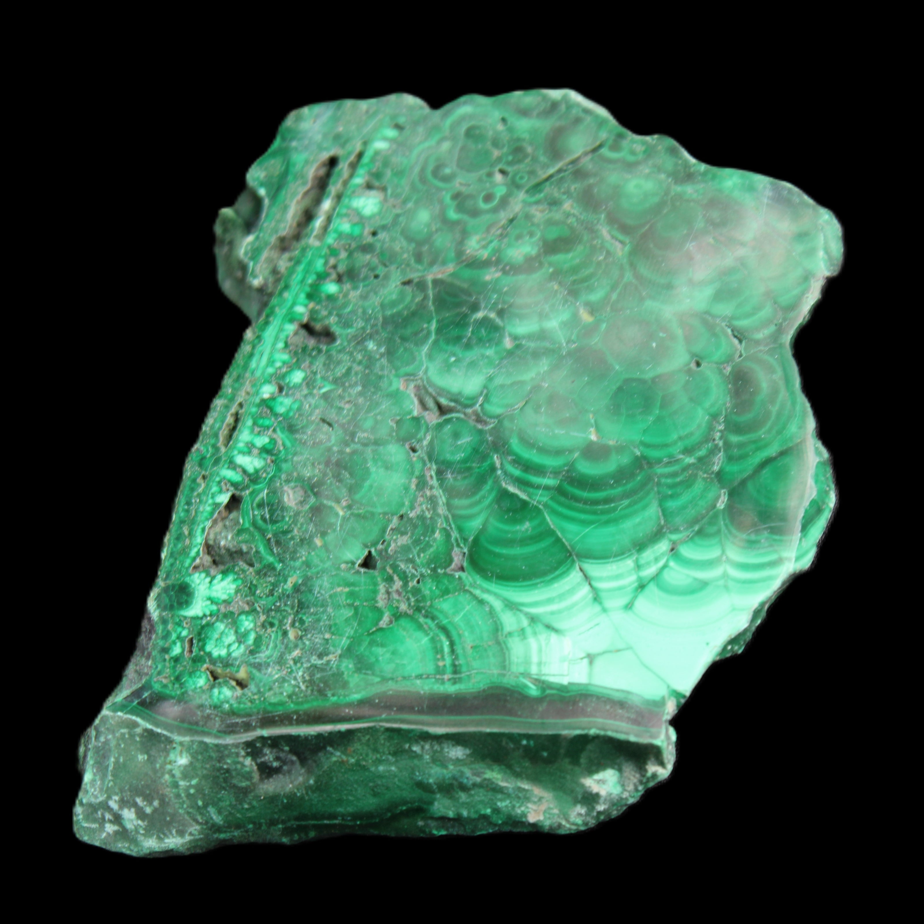 Glossy Malachite specimen 106*74*12mm 298g in sunlight - Rocks and Things Store
