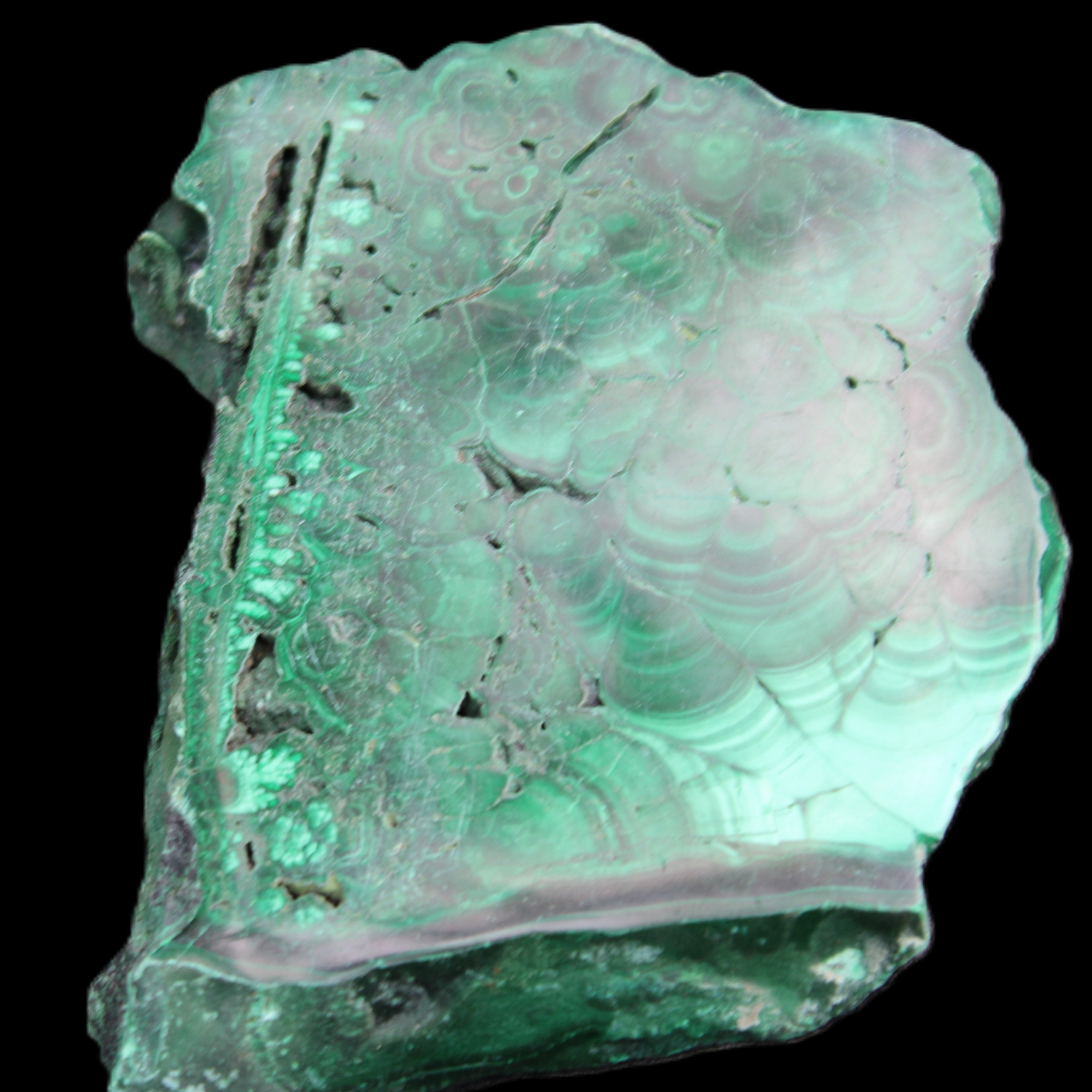 Glossy Malachite specimen 106*74*12mm 298g in sunlight - Rocks and Things Store