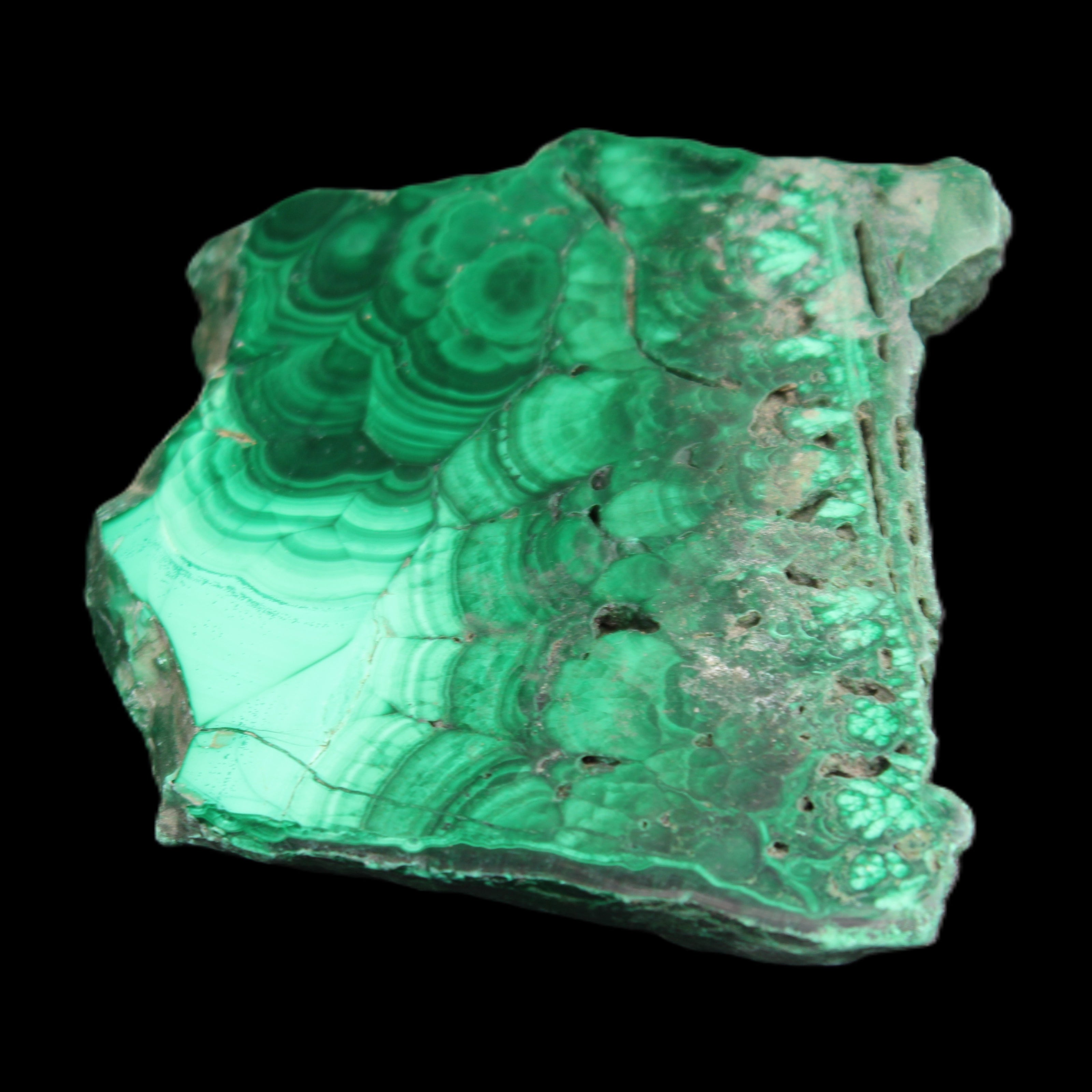 Glossy Malachite specimen 106*74*12mm 298g in sunlight - Rocks and Things Store