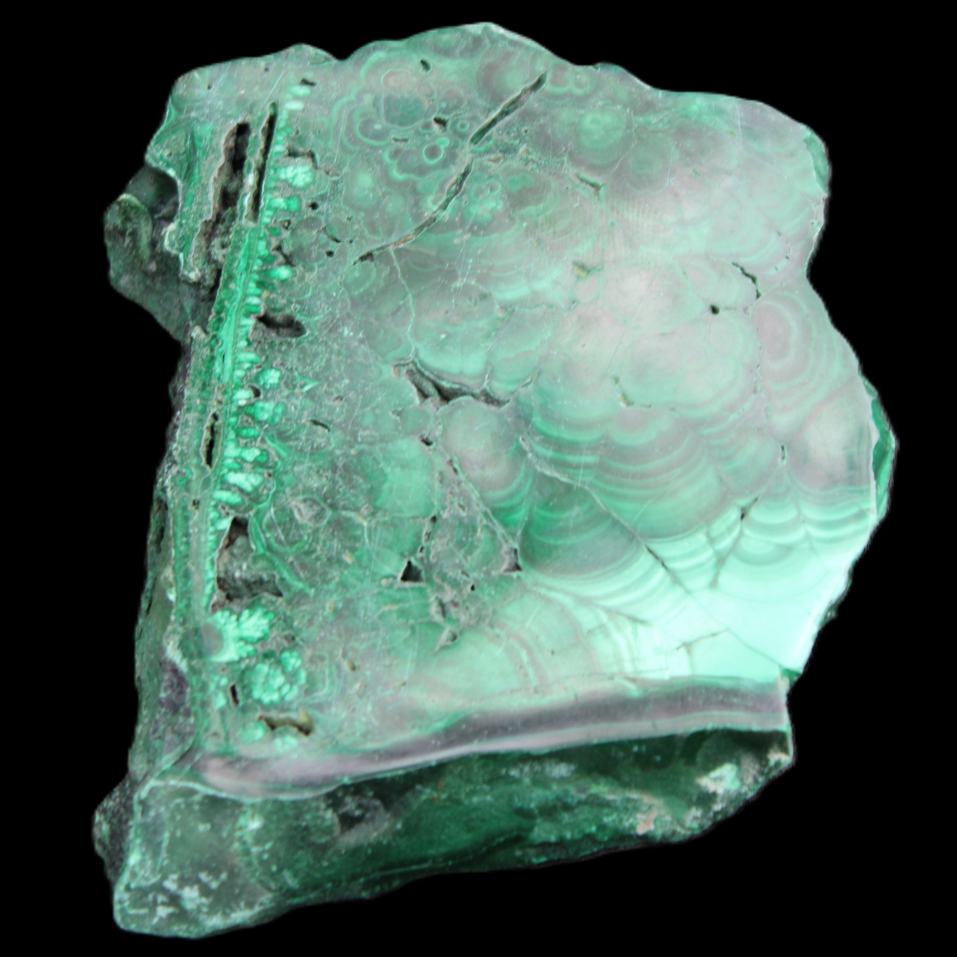 Glossy Malachite specimen 106*74*12mm 298g in sunlight - Rocks and Things Store
