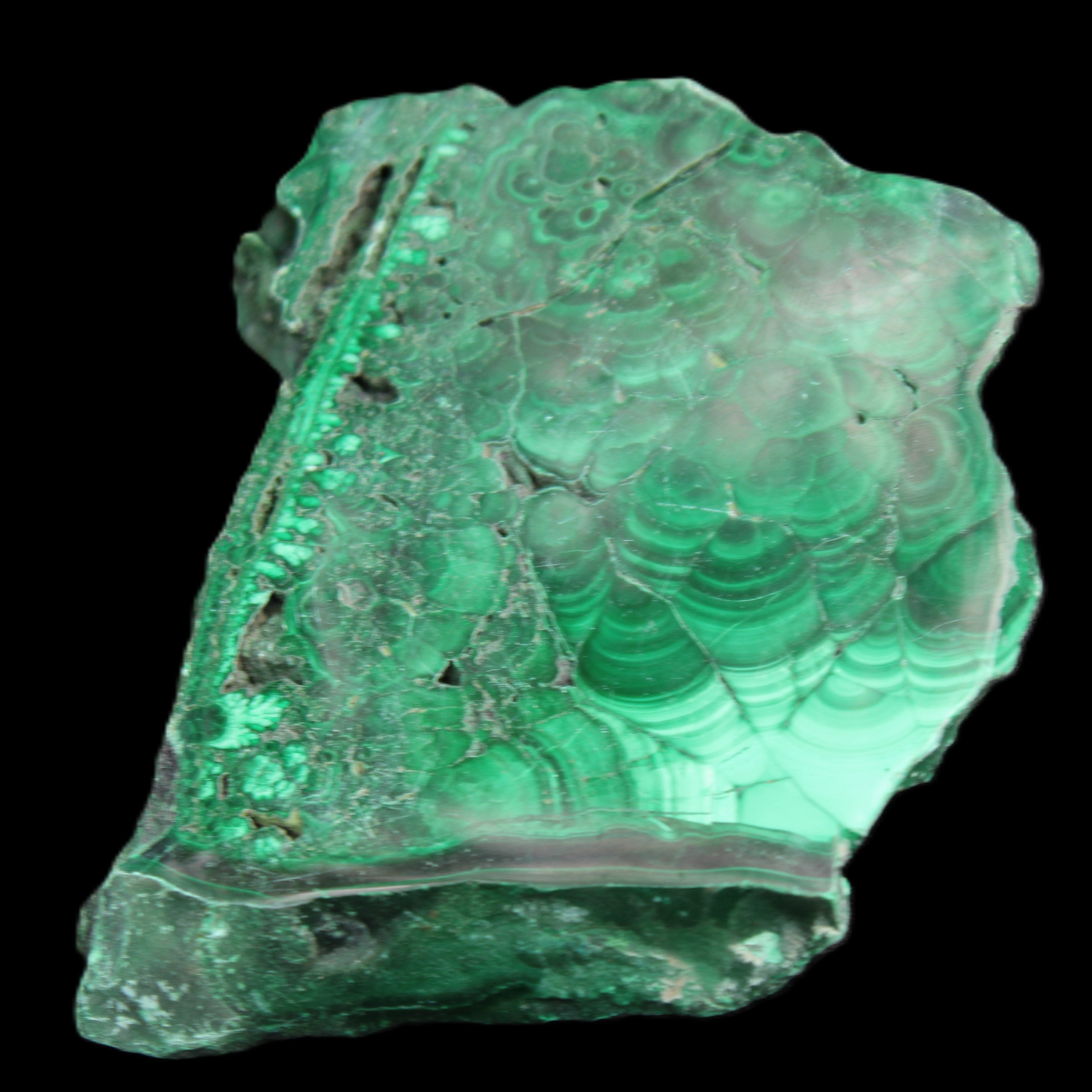 Glossy Malachite specimen 106*74*12mm 298g in sunlight - Rocks and Things Store