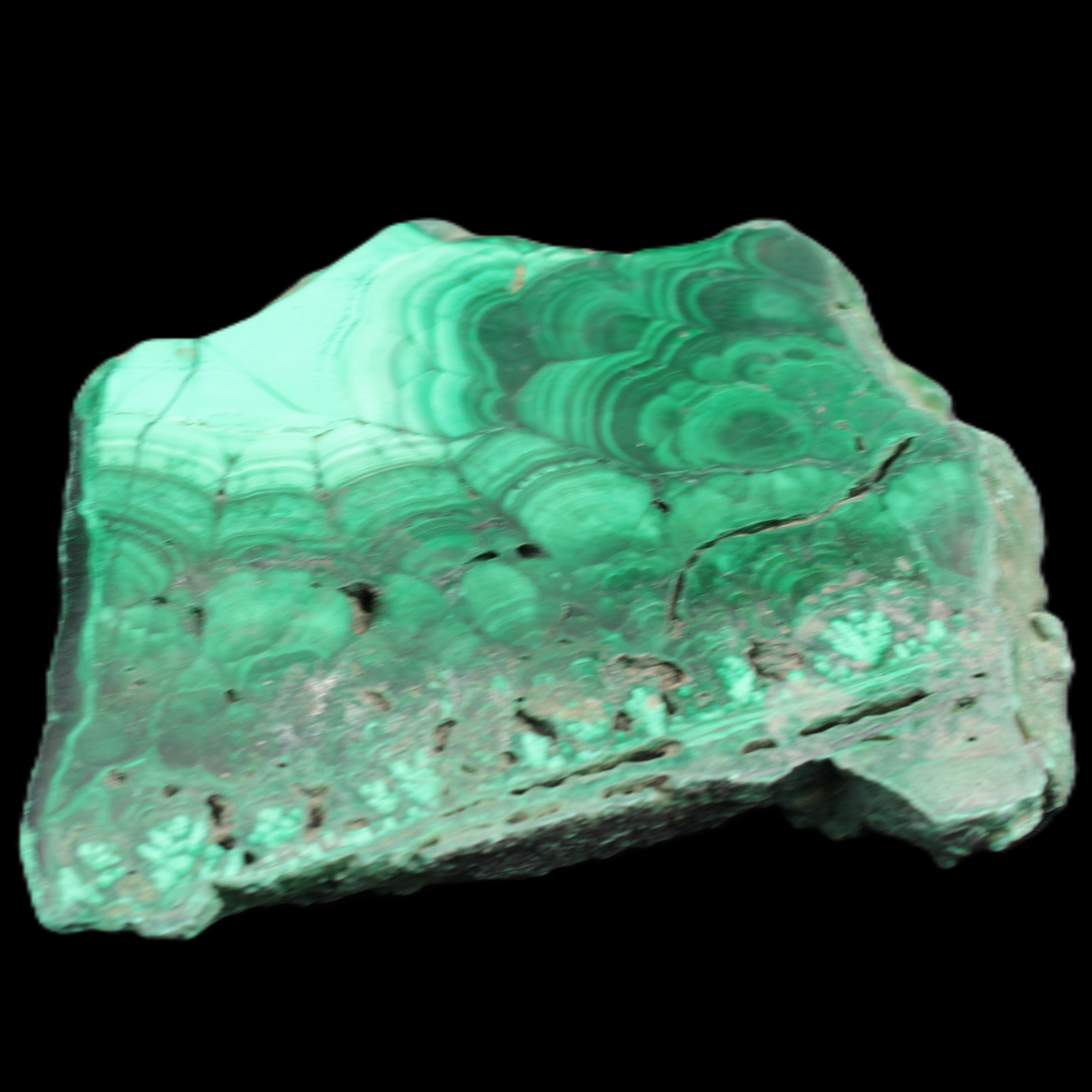 Glossy Malachite specimen 106*74*12mm 298g in sunlight - Rocks and Things Store