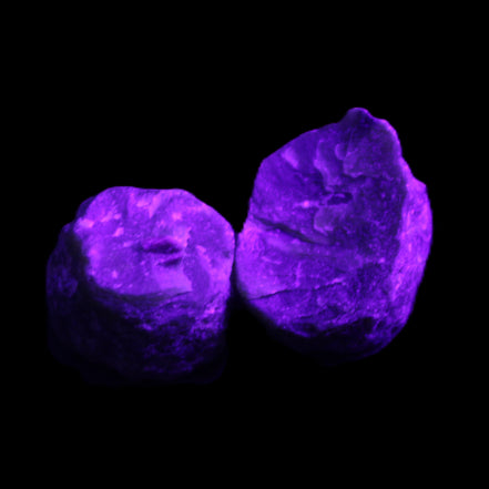 Ruby Red Corundum Green Jasper 2/3 specimens 19-20g in UV light - Rocks and Things Store