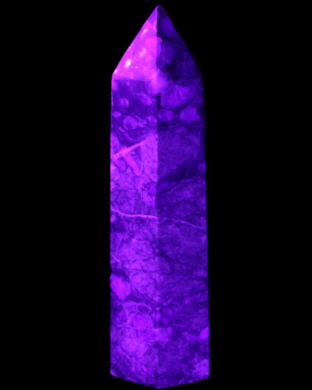 Llanite Que Sera wand 74mm 51g in UV light - Rocks and Things Store