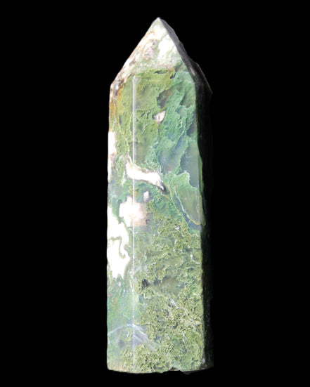 Moss Agate wand 85mm 82g in sunlight - Rocks and Things Store