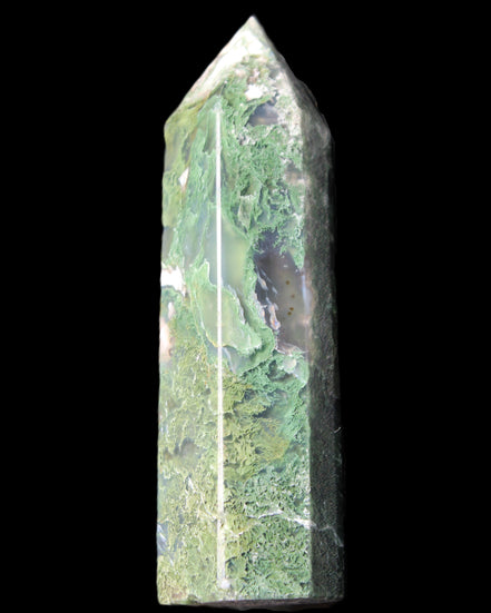 Moss Agate wand 85mm 82g in sunlight - Rocks and Things Store