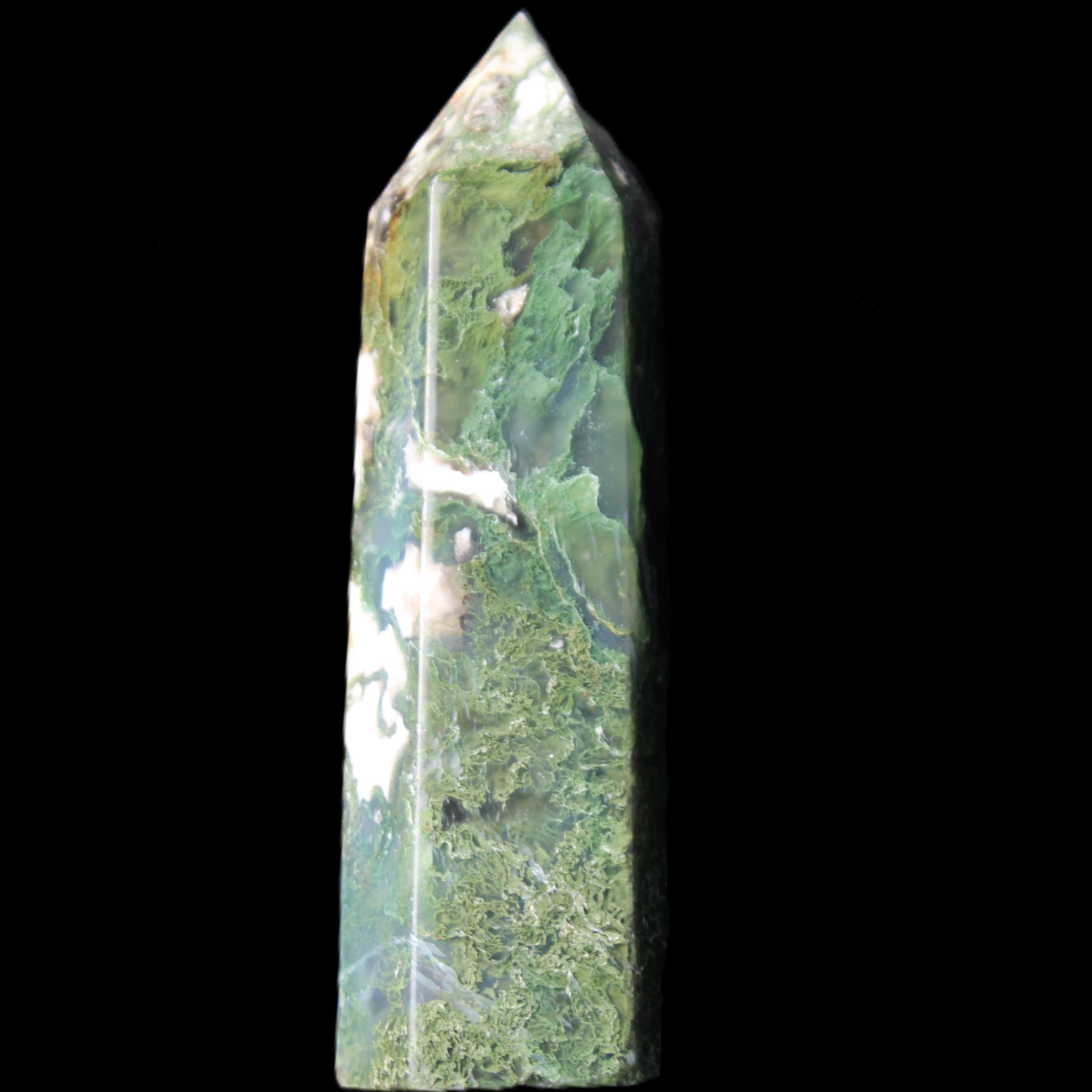 Moss Agate wand 85mm 82g in sunlight - Rocks and Things Store