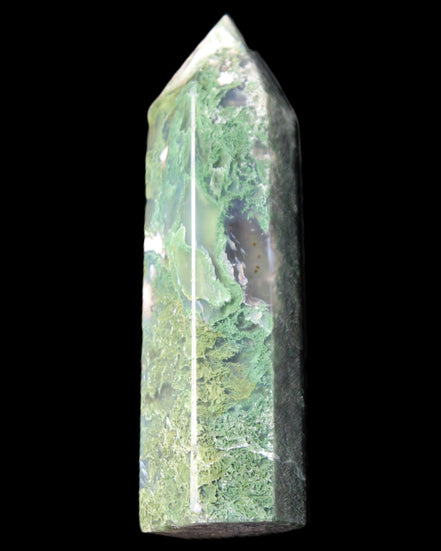 Moss Agate wand 85mm 82g in sunlight - Rocks and Things Store