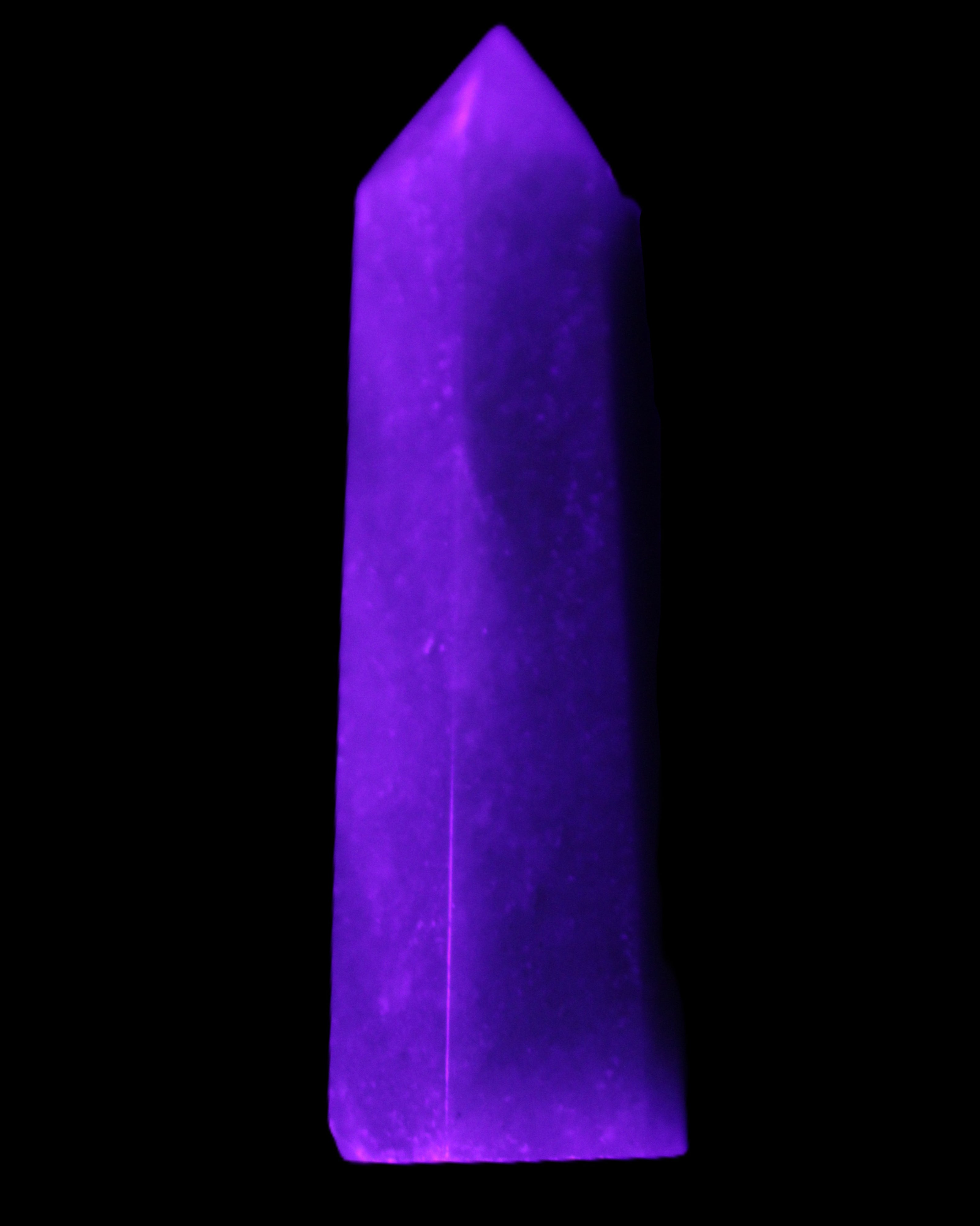 Green Aventurine wand 86mm 77g in UV light - Rocks and Things Store